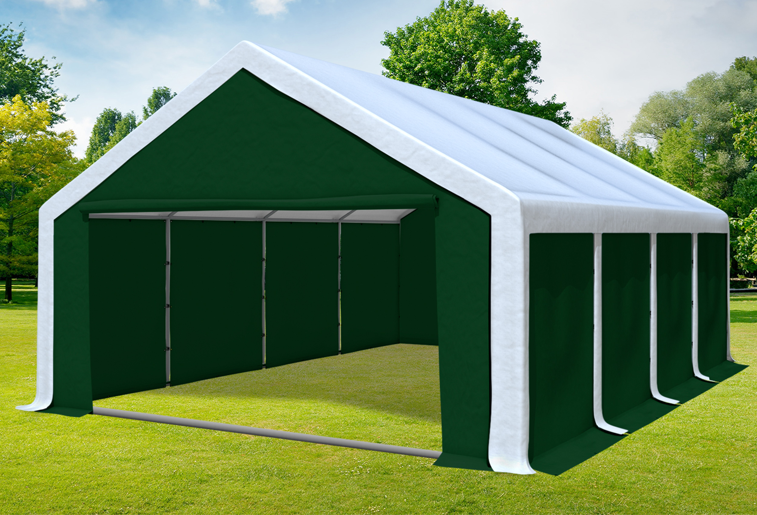 5x8 m Partyzelt, PVC weiß grün