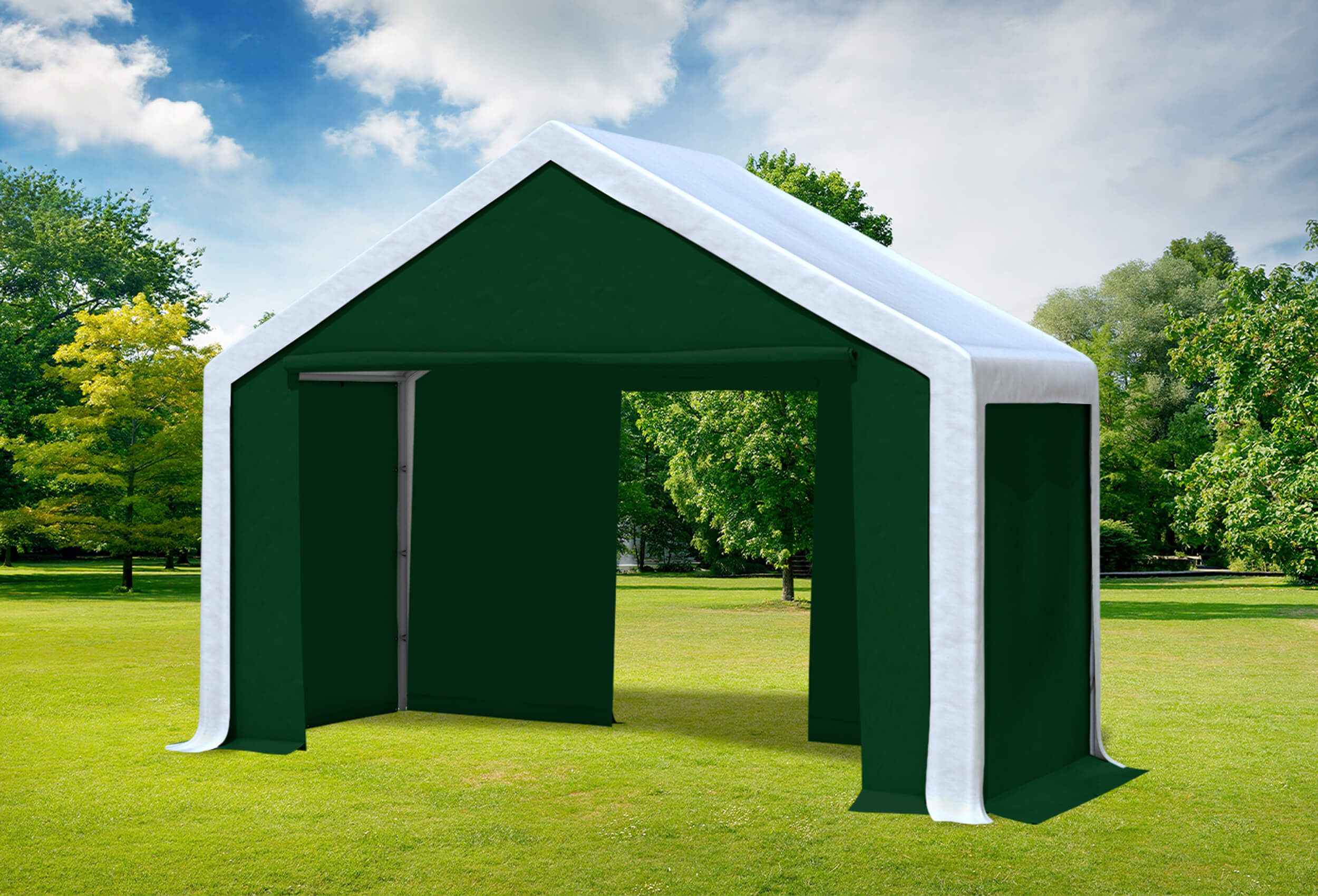 4x2 m Partyzelt, PVC weiß grün