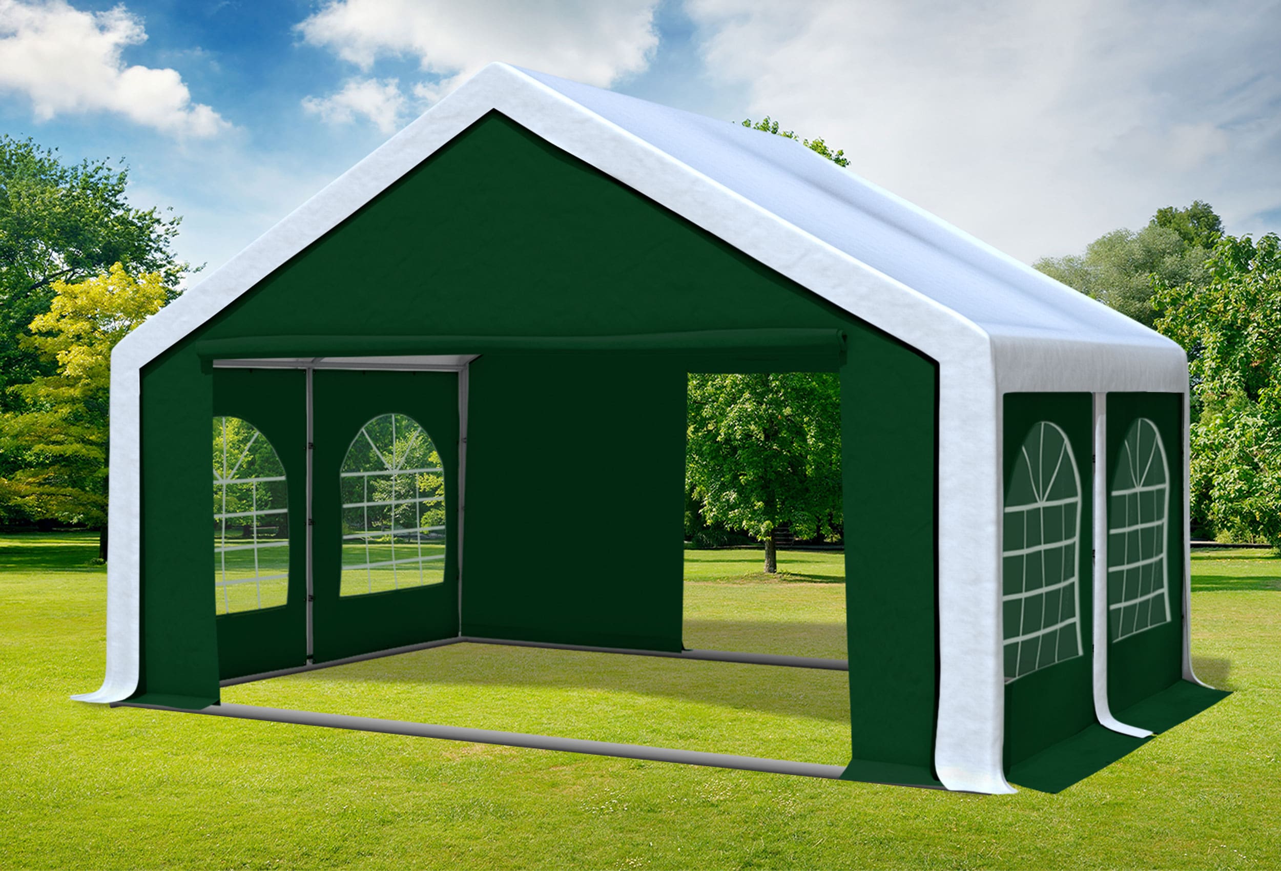 5x4 m Partyzelt, PVC weiß grün