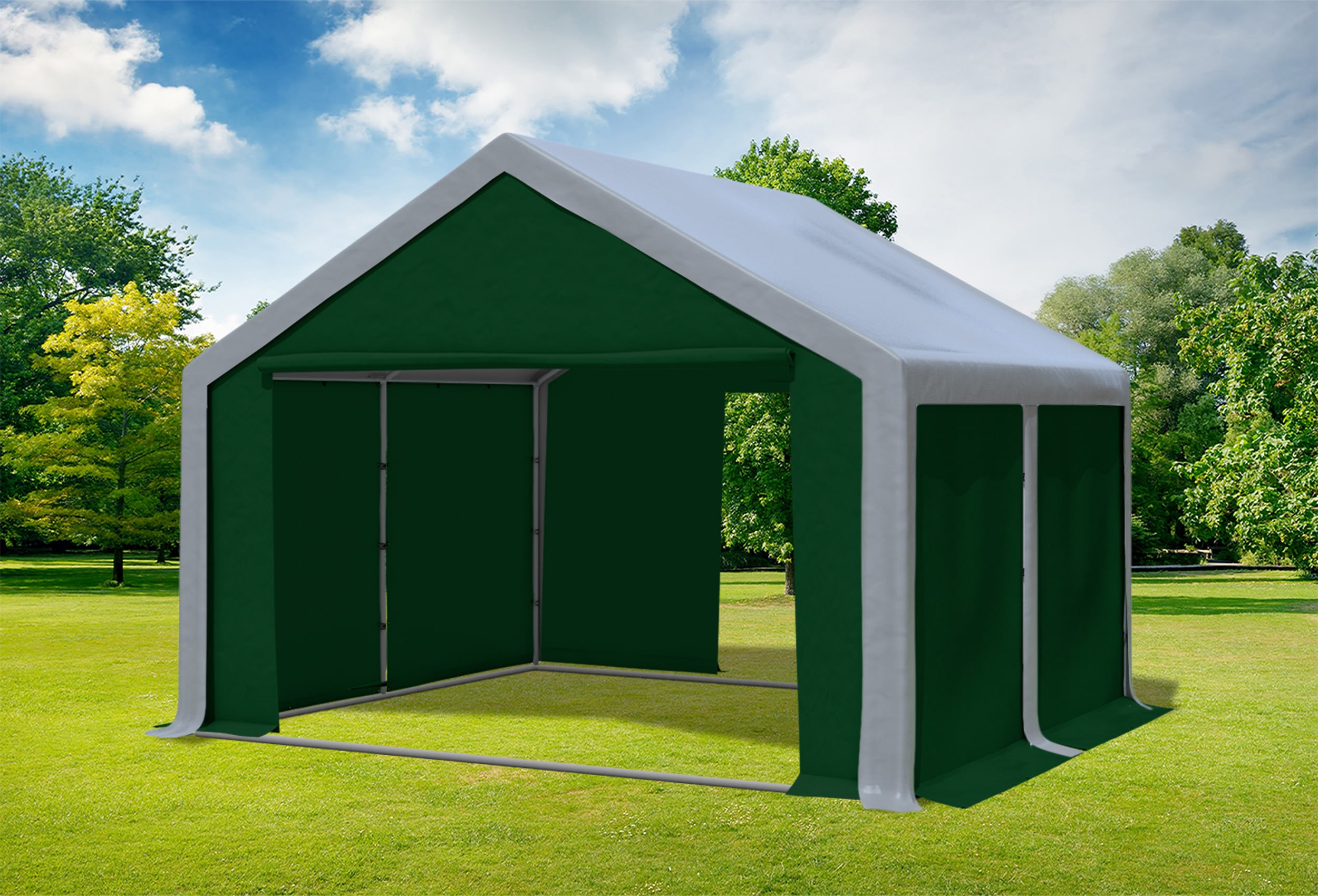 4x4 m Partyzelt, PVC grau grün