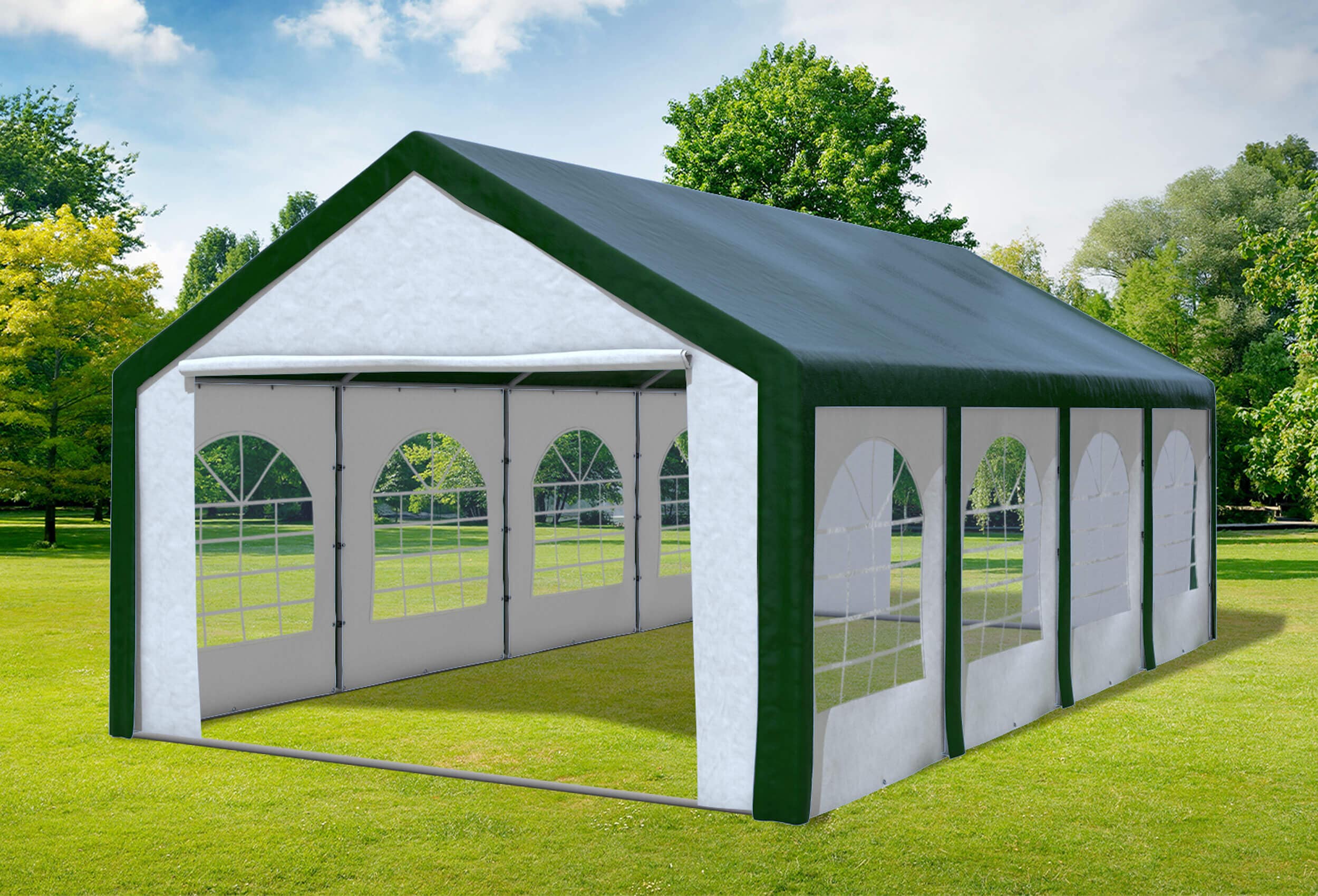 4x8 m Partyzelt, PE grün weiß