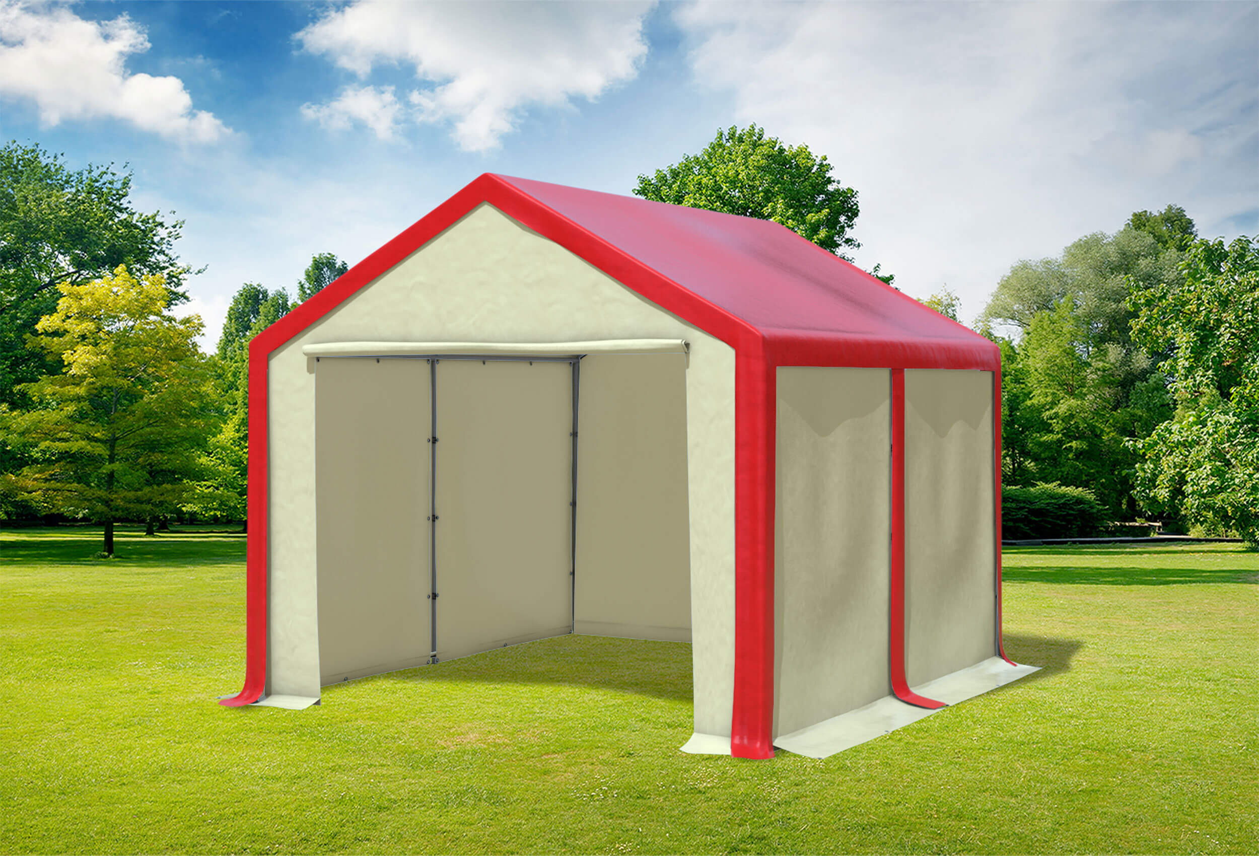 3x4 m Partyzelt, PVC rot Beige
