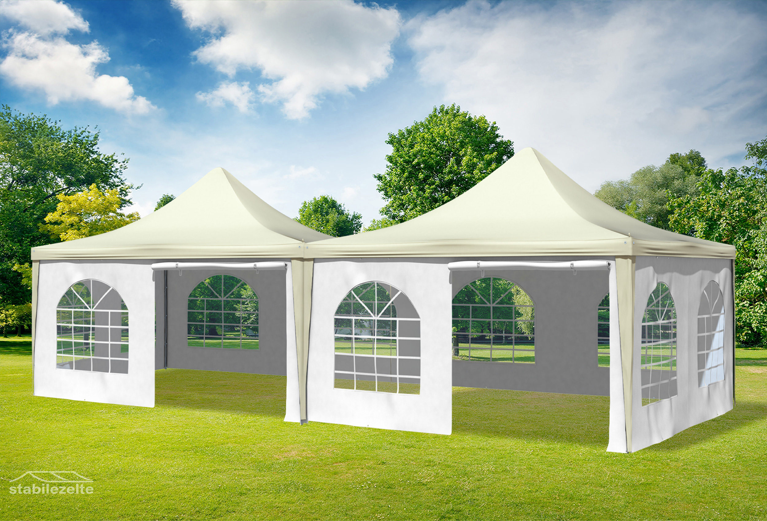 4x8 m Pavillon, PVC Arabica Beige weiß