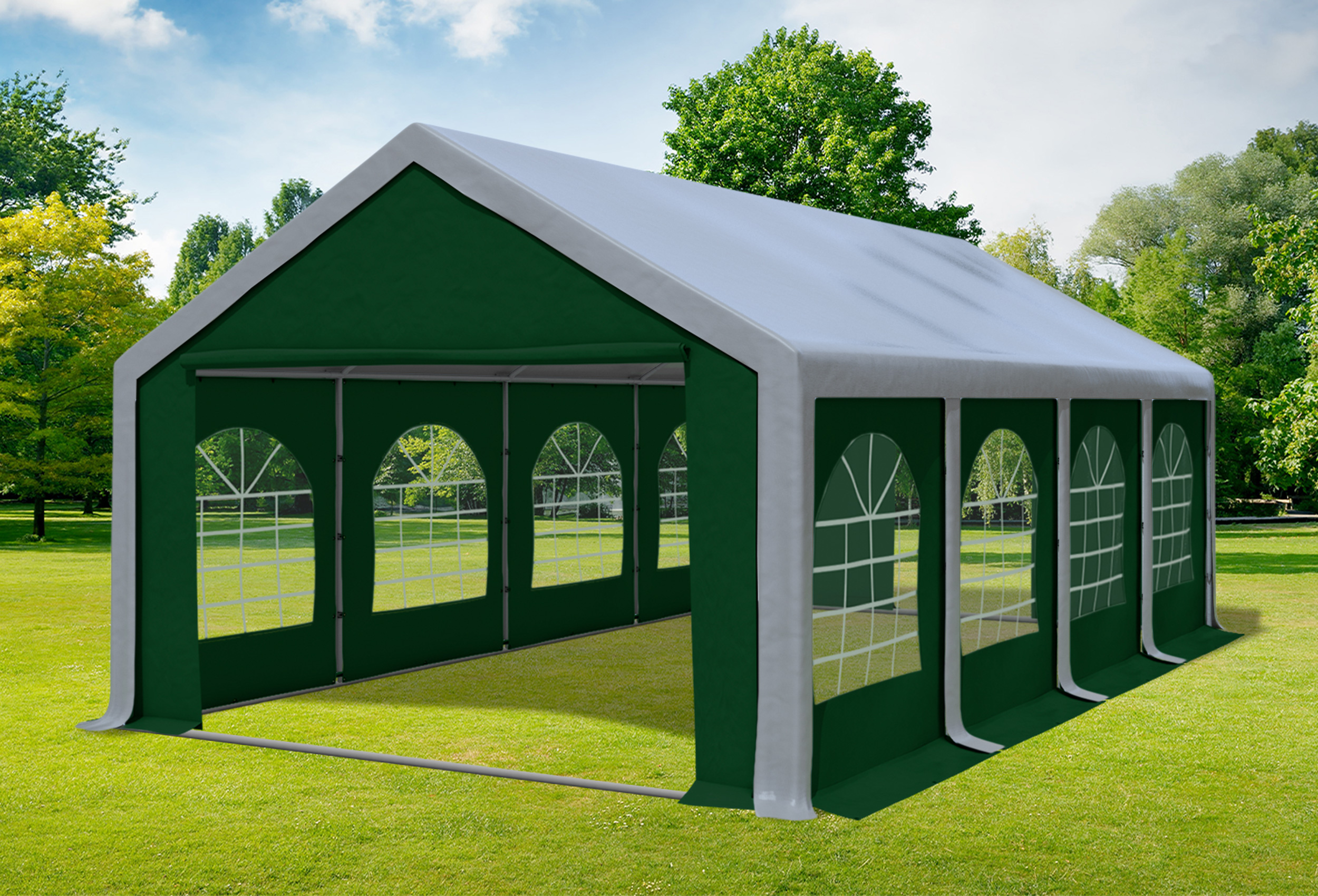 4x8 m Partyzelt, PVC grau grün