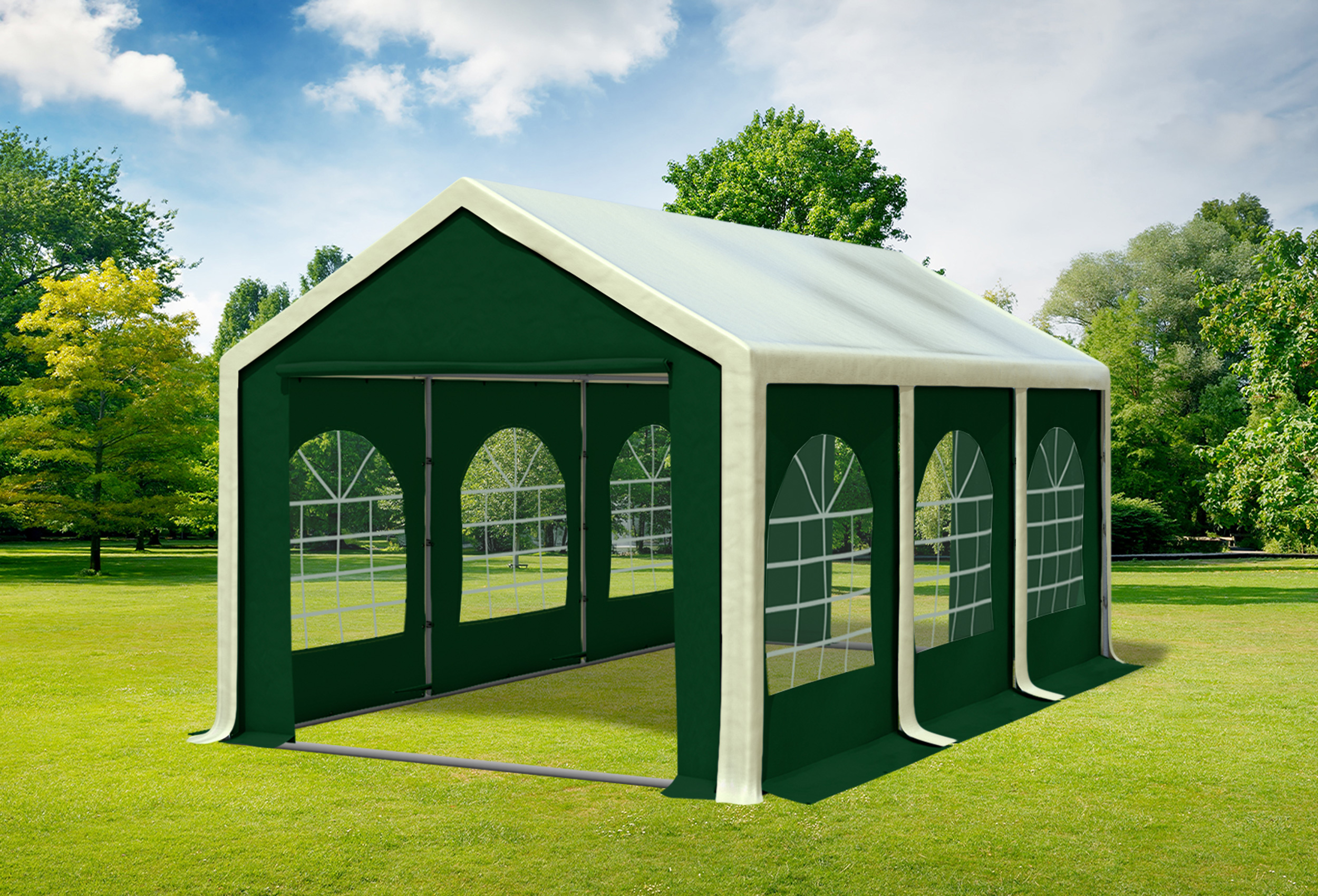 3x6 m Partyzelt, PVC Beige grün