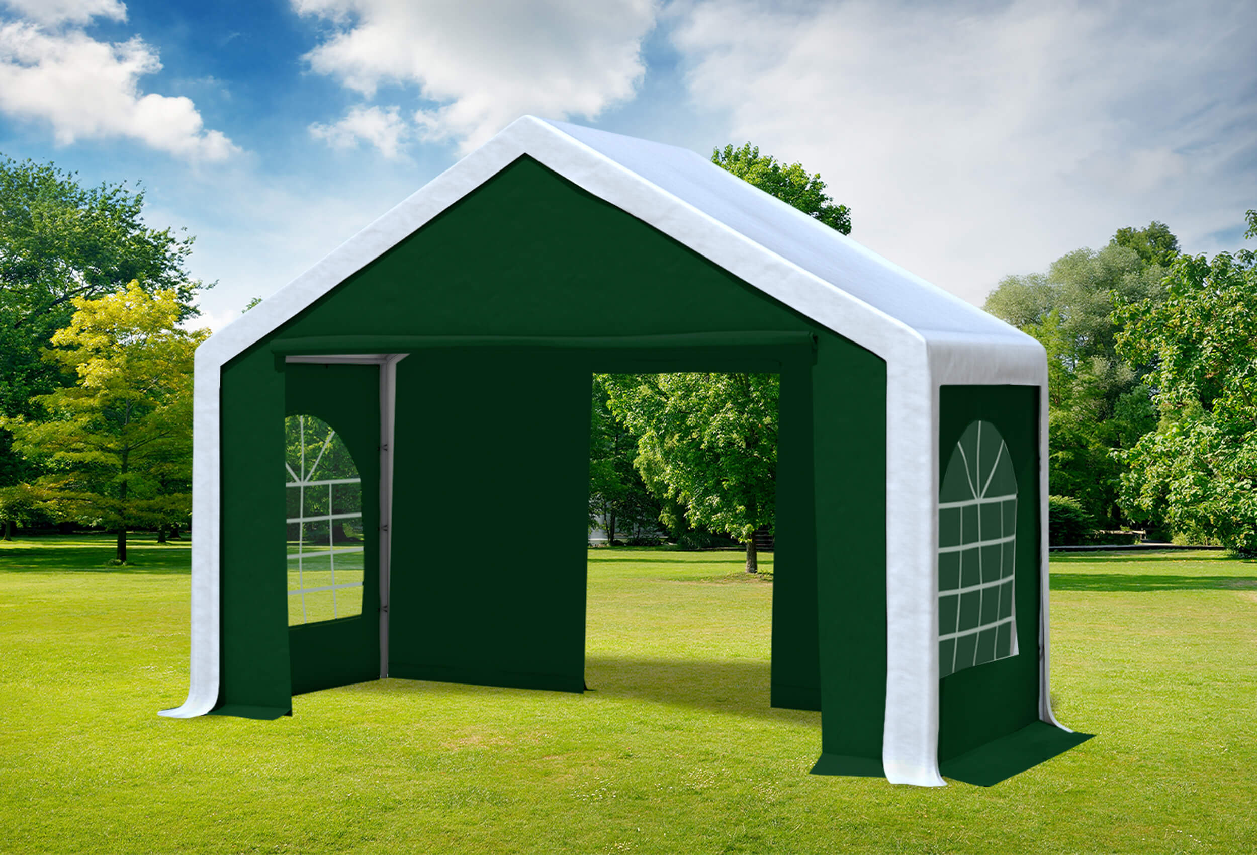 4x2 m Partyzelt, PVC weiß grün