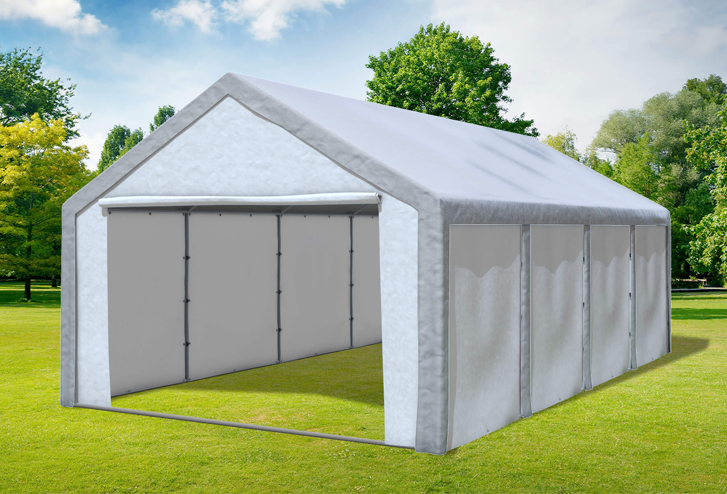 4x8 m Partyzelt, PE grau weiß