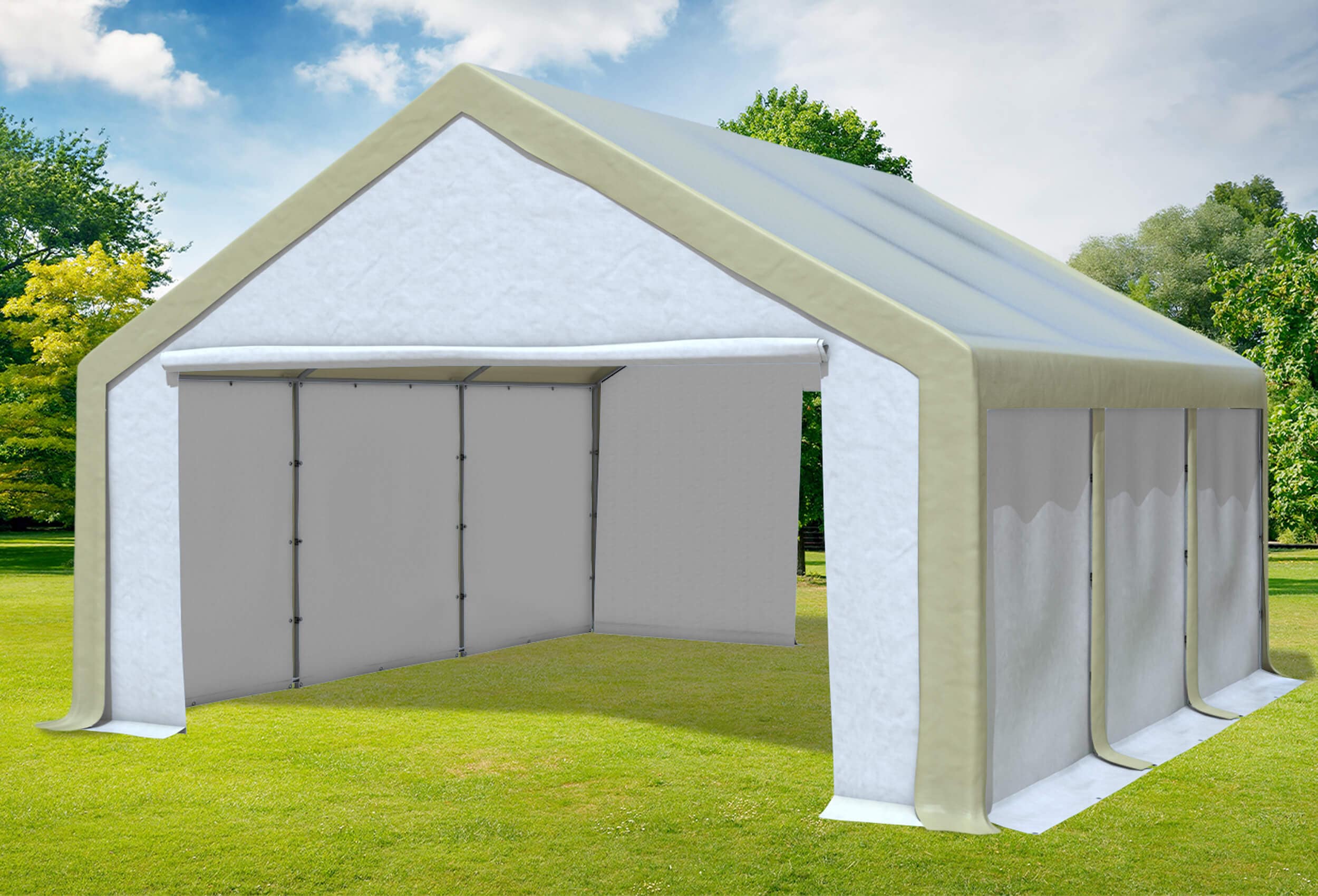 5x6 m Partyzelt, PVC braun weiß