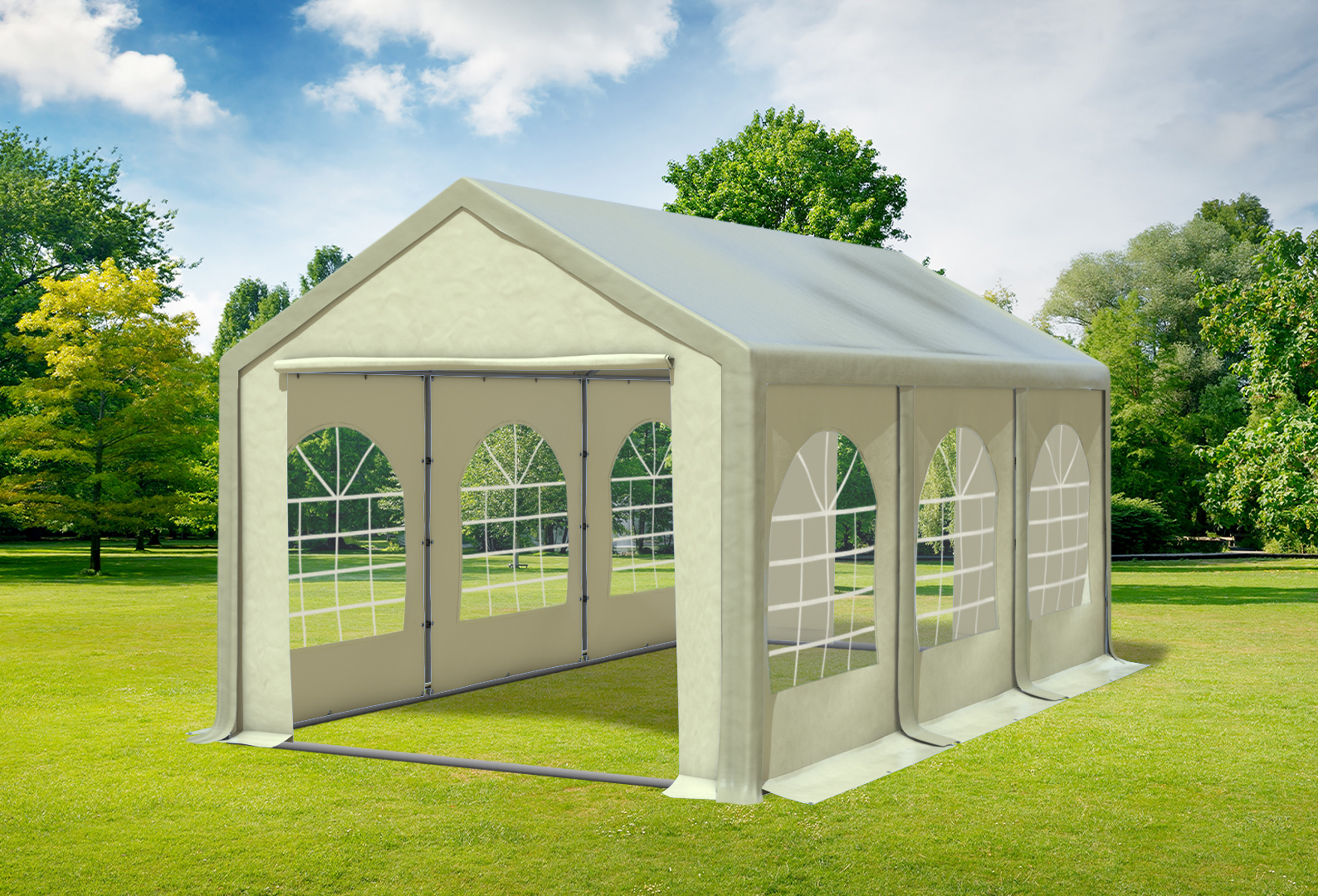3x6 m Partyzelt, PVC braun Beige