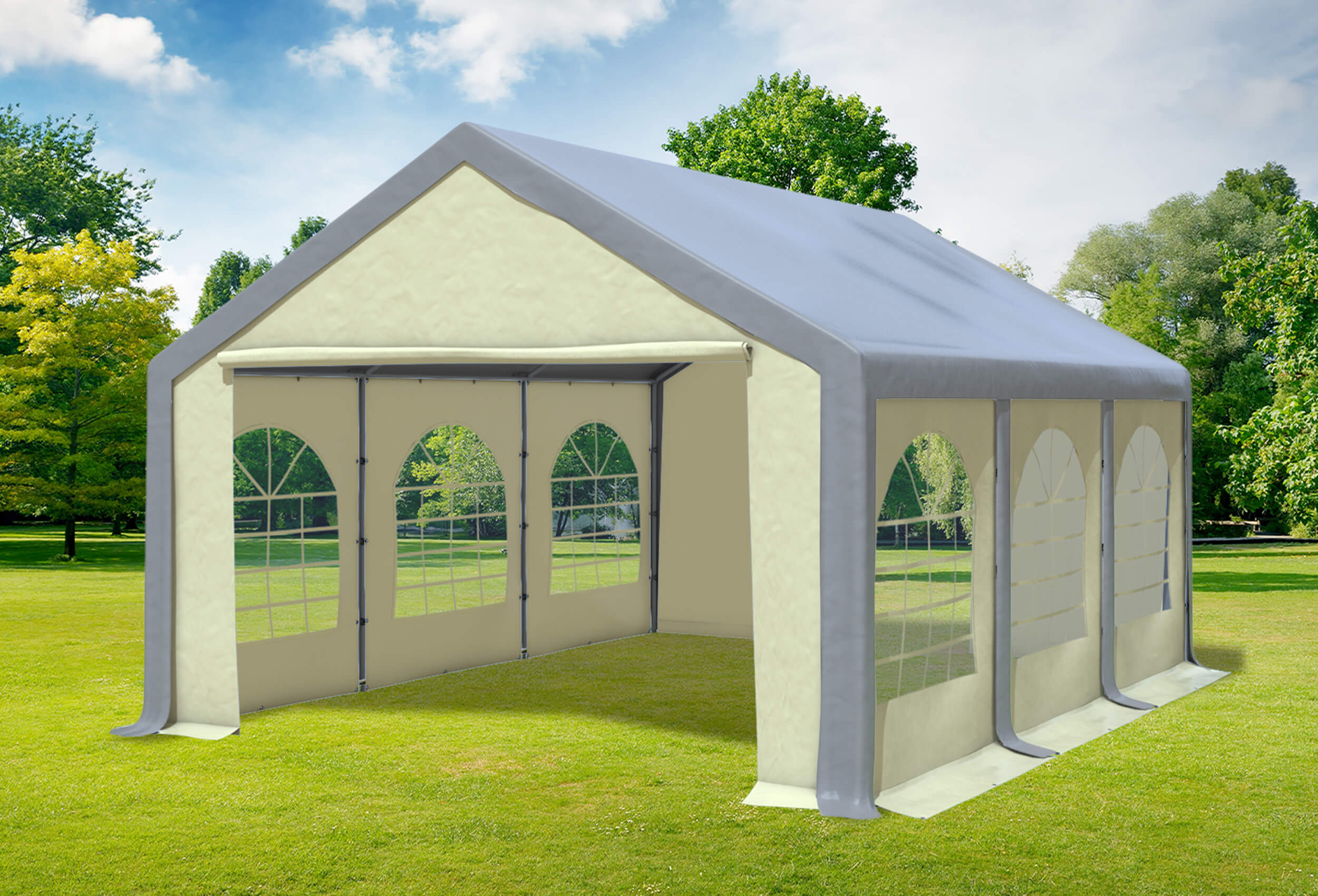 4x6 m Partyzelt, PVC grau Beige