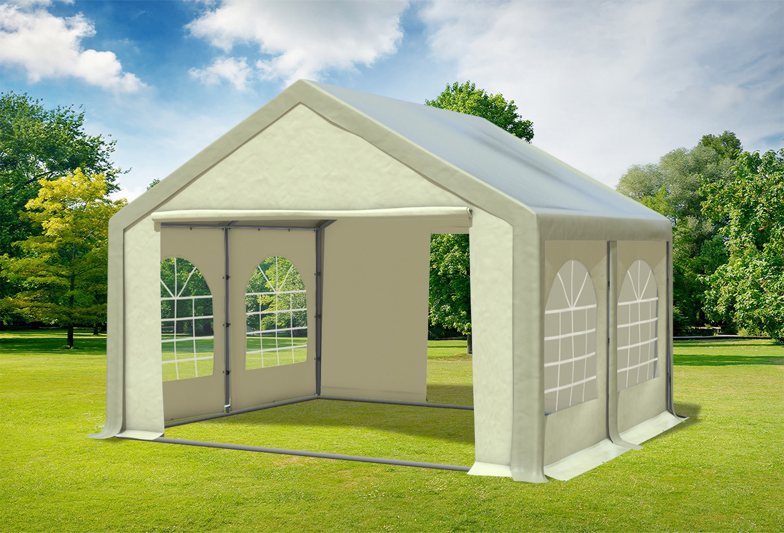 4x4 m Partyzelt, PVC braun Beige