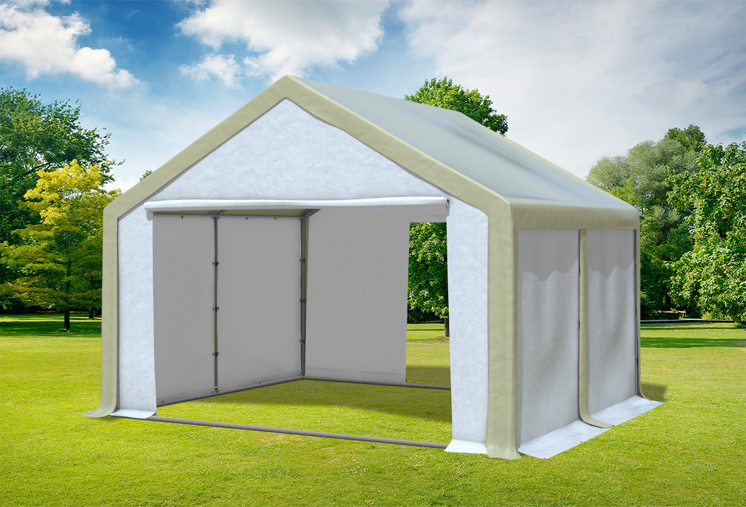 4x4 m Partyzelt, PVC braun weiß