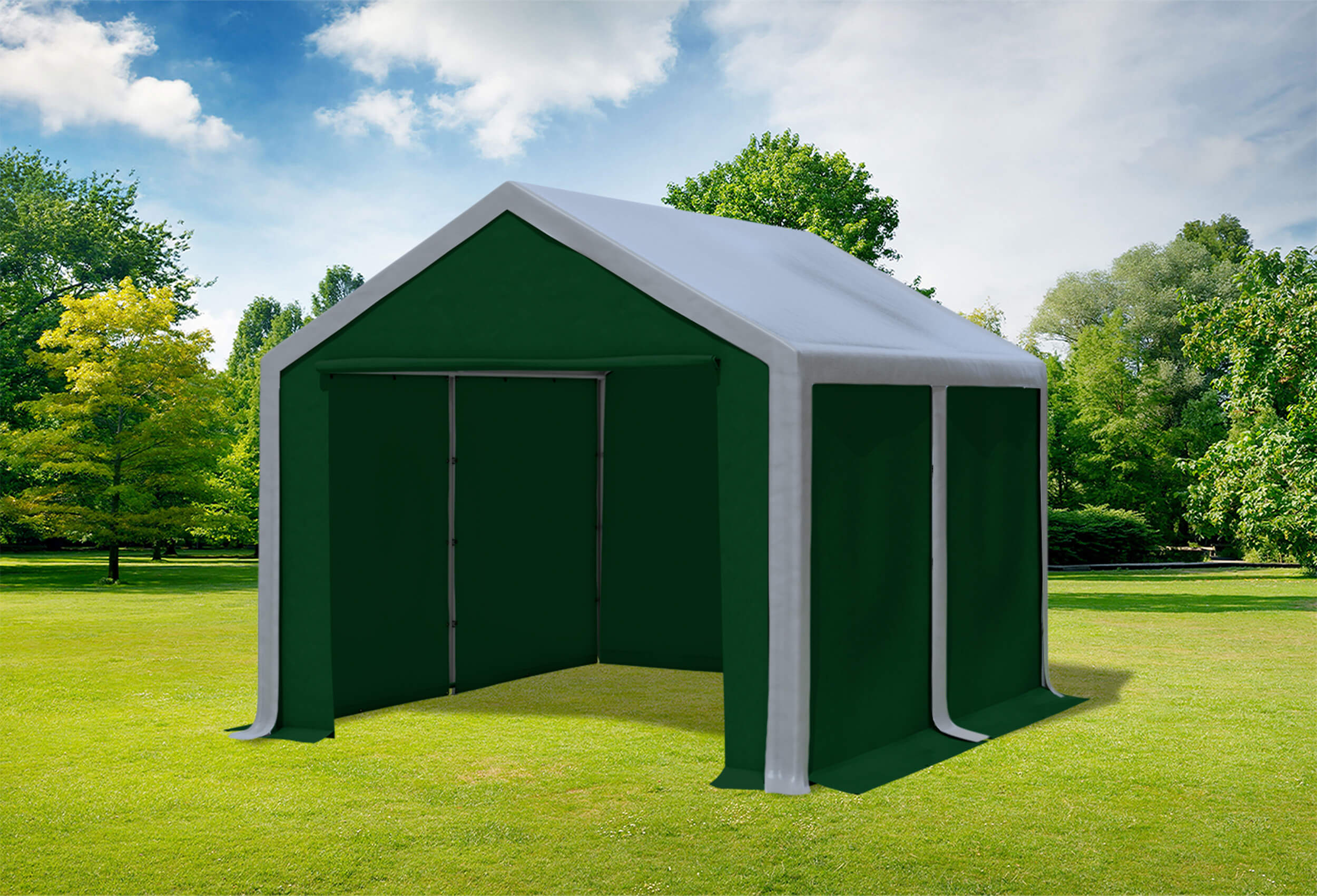 3x4 m Partyzelt, PVC grau grün