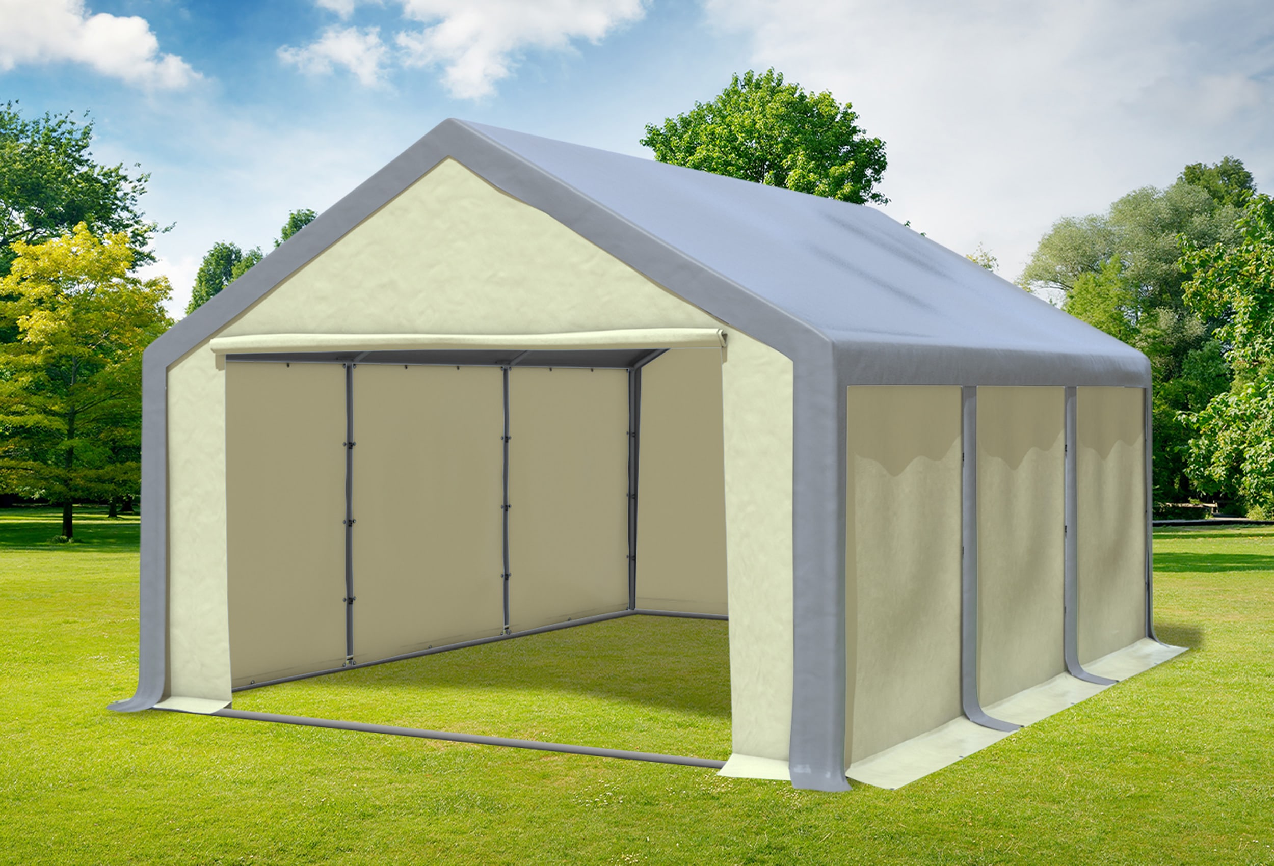 4x6 m Partyzelt, PVC grau Beige