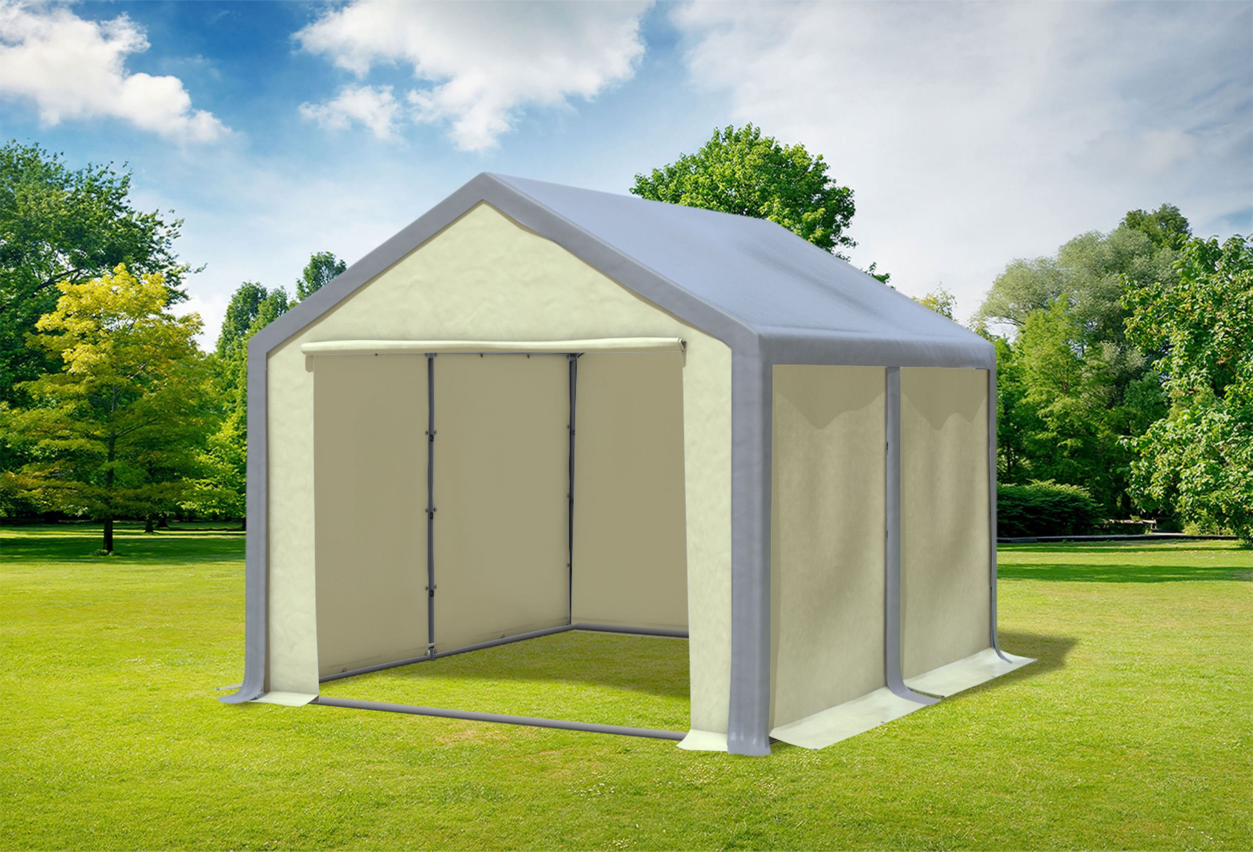 3x4 m Partyzelt, PVC grau Beige