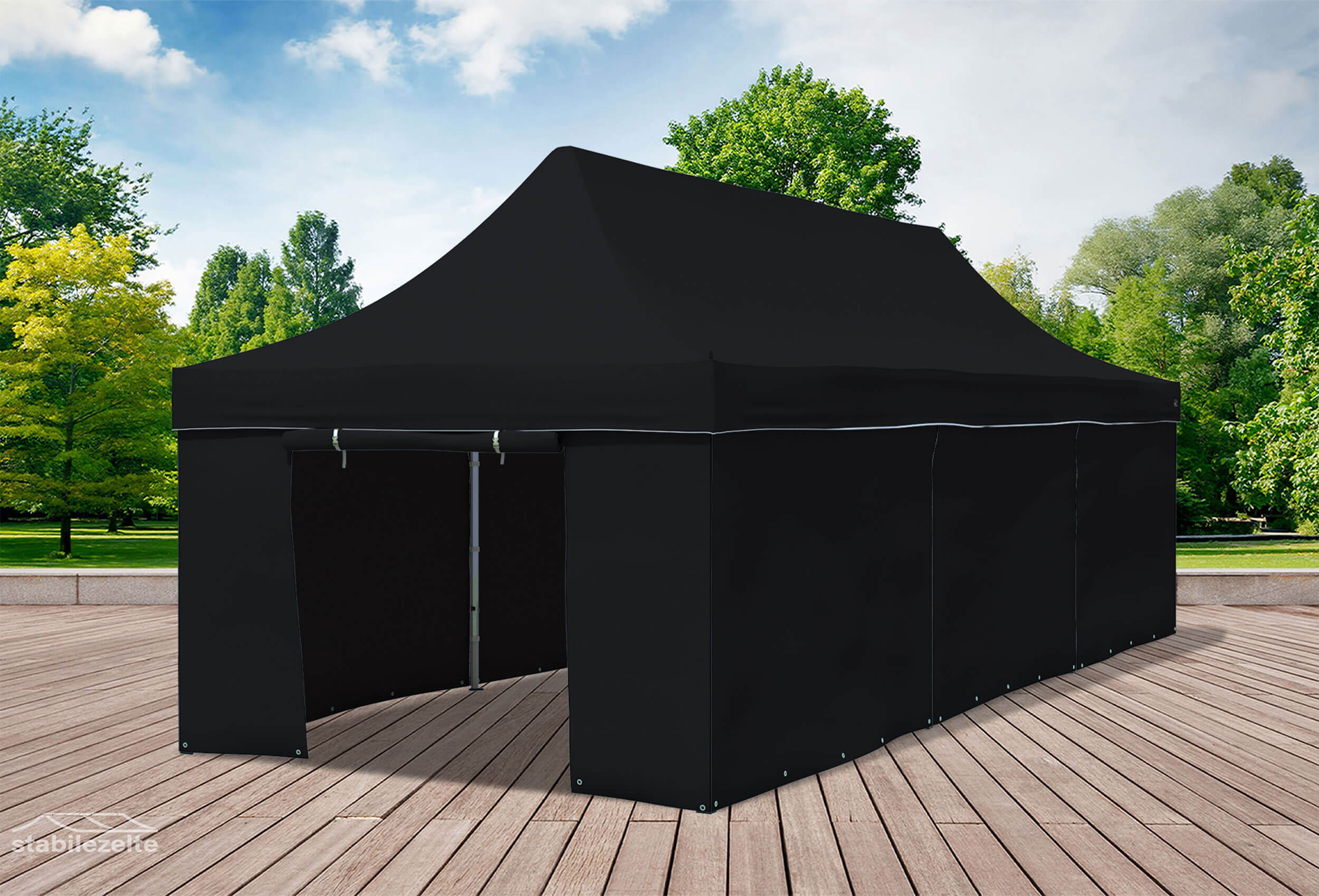 3x9 m Faltpavillon, schwarz
