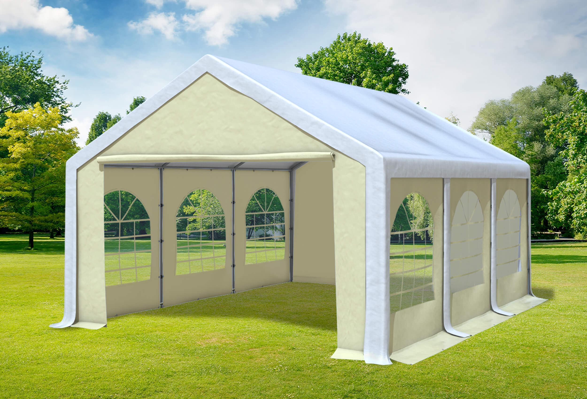 4x6 m Partyzelt, PVC weiß Beige