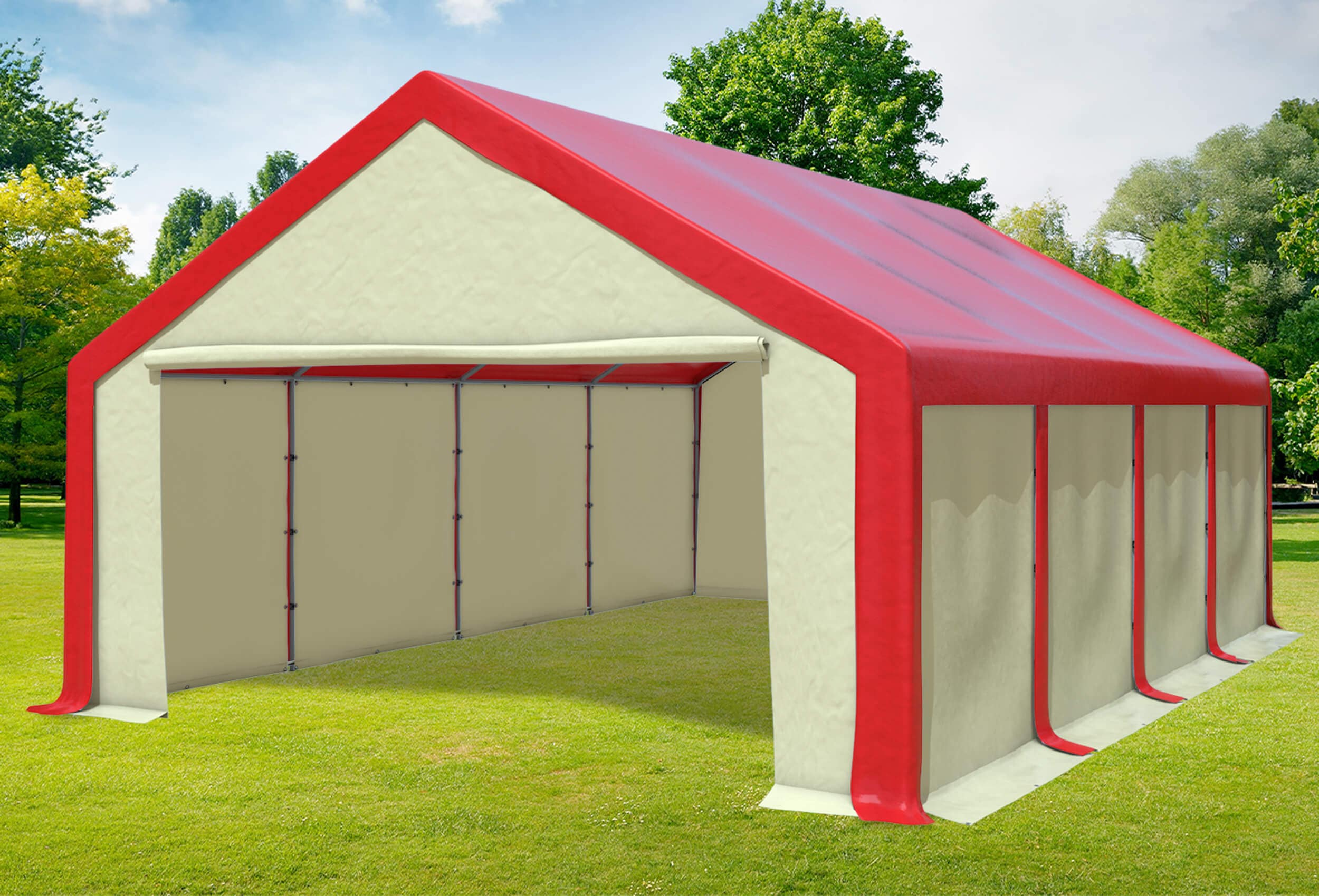 5x8 m Partyzelt, PVC rot Beige