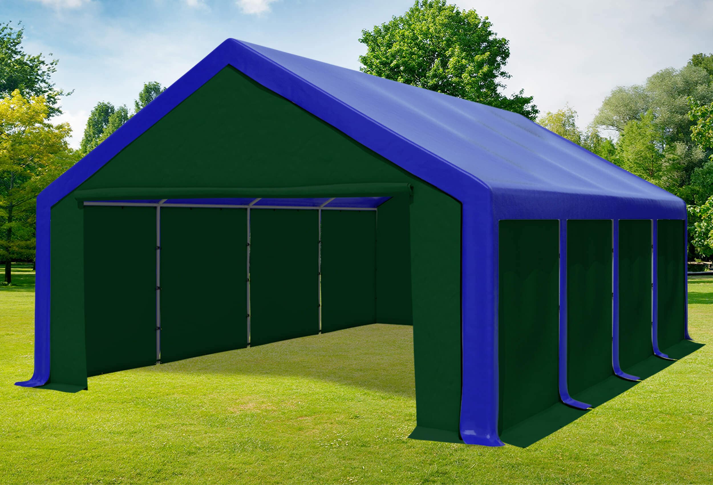 5x8 m Partyzelt, PVC blau grün