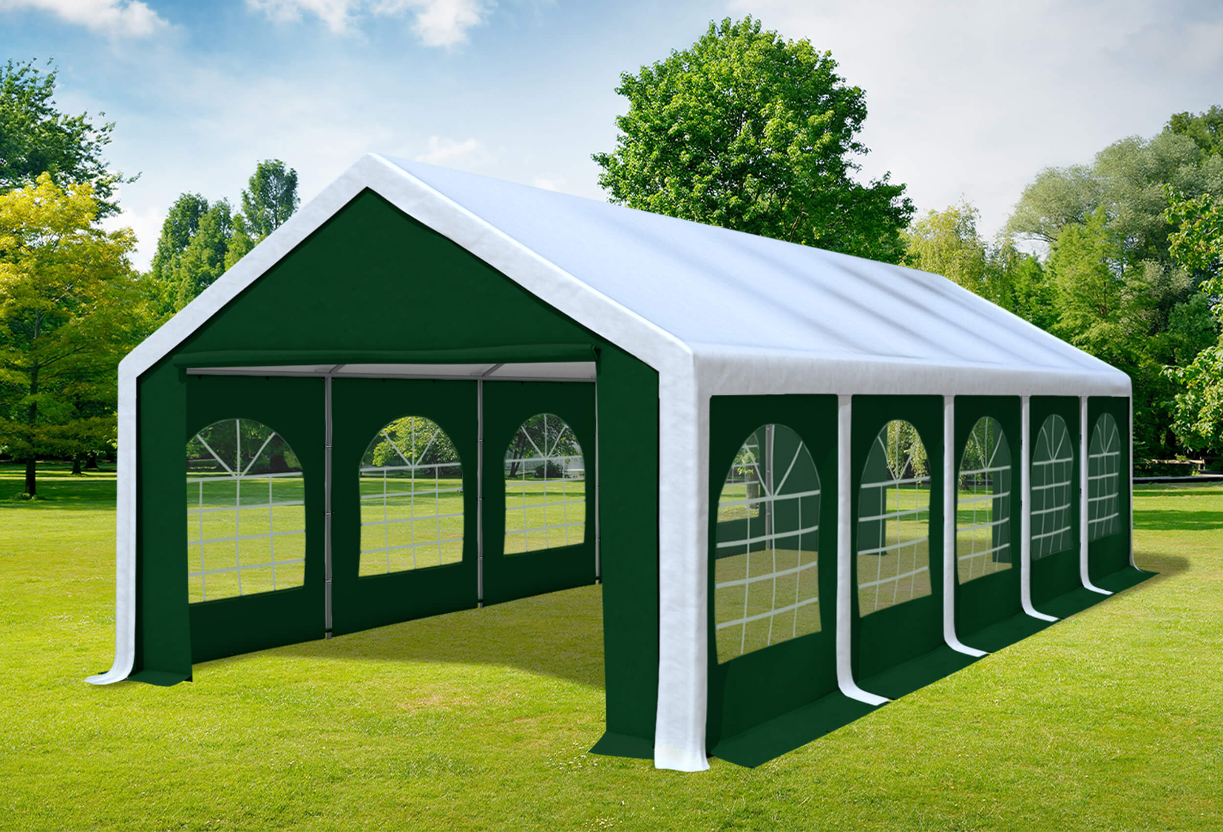 4x10 m Partyzelt, PVC weiß grün