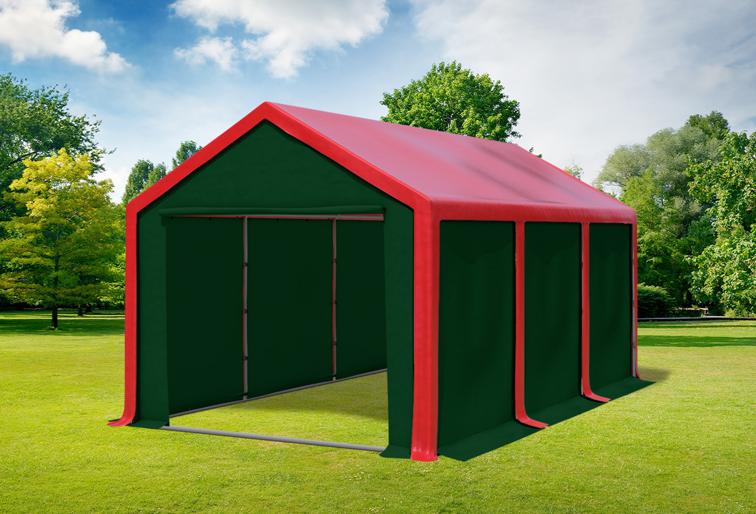3x6 m Partyzelt, PVC rot grün