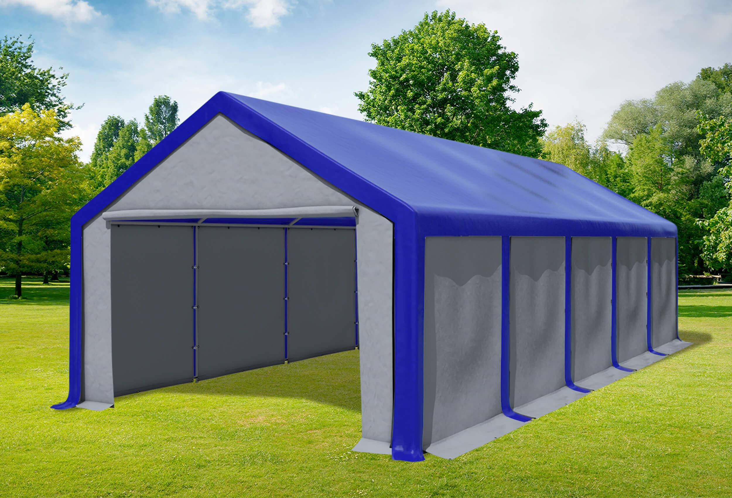 4x10 m Partyzelt, PVC blau grau