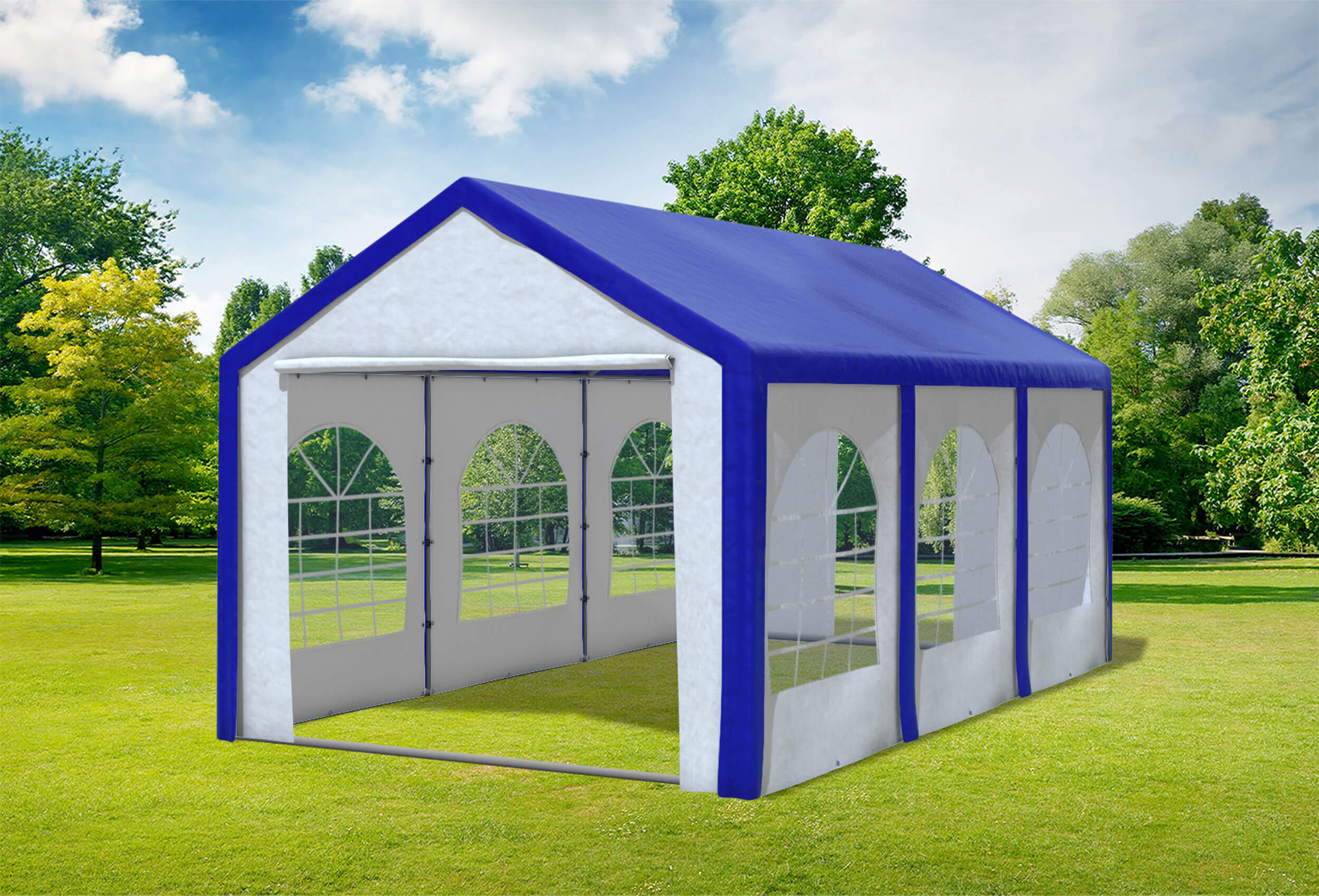 3x6 m Partyzelt, PE blau weiß