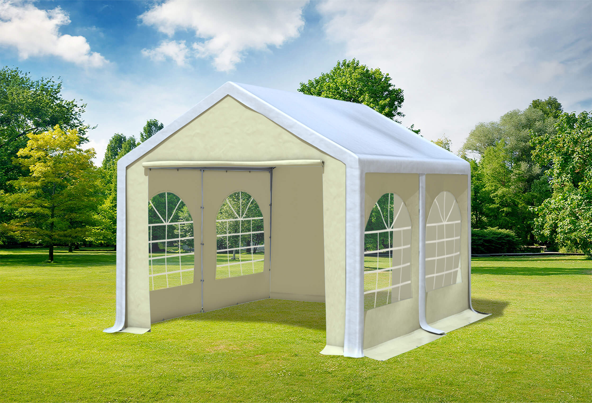 3x4 m Partyzelt, PVC weiß Beige