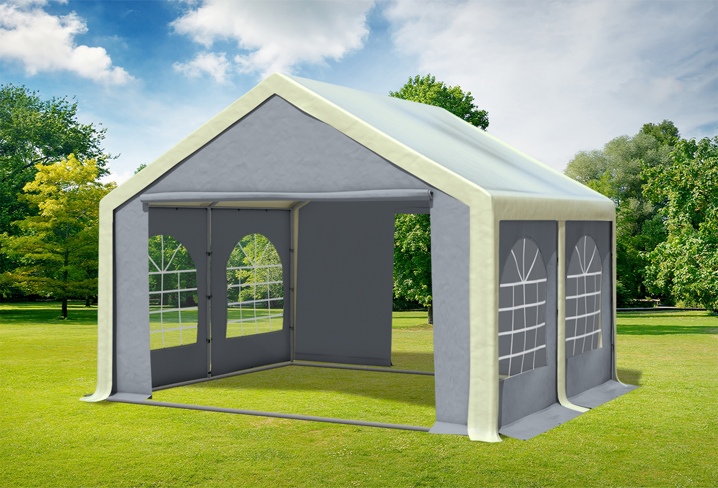 4x4 m Partyzelt, PVC Beige grau