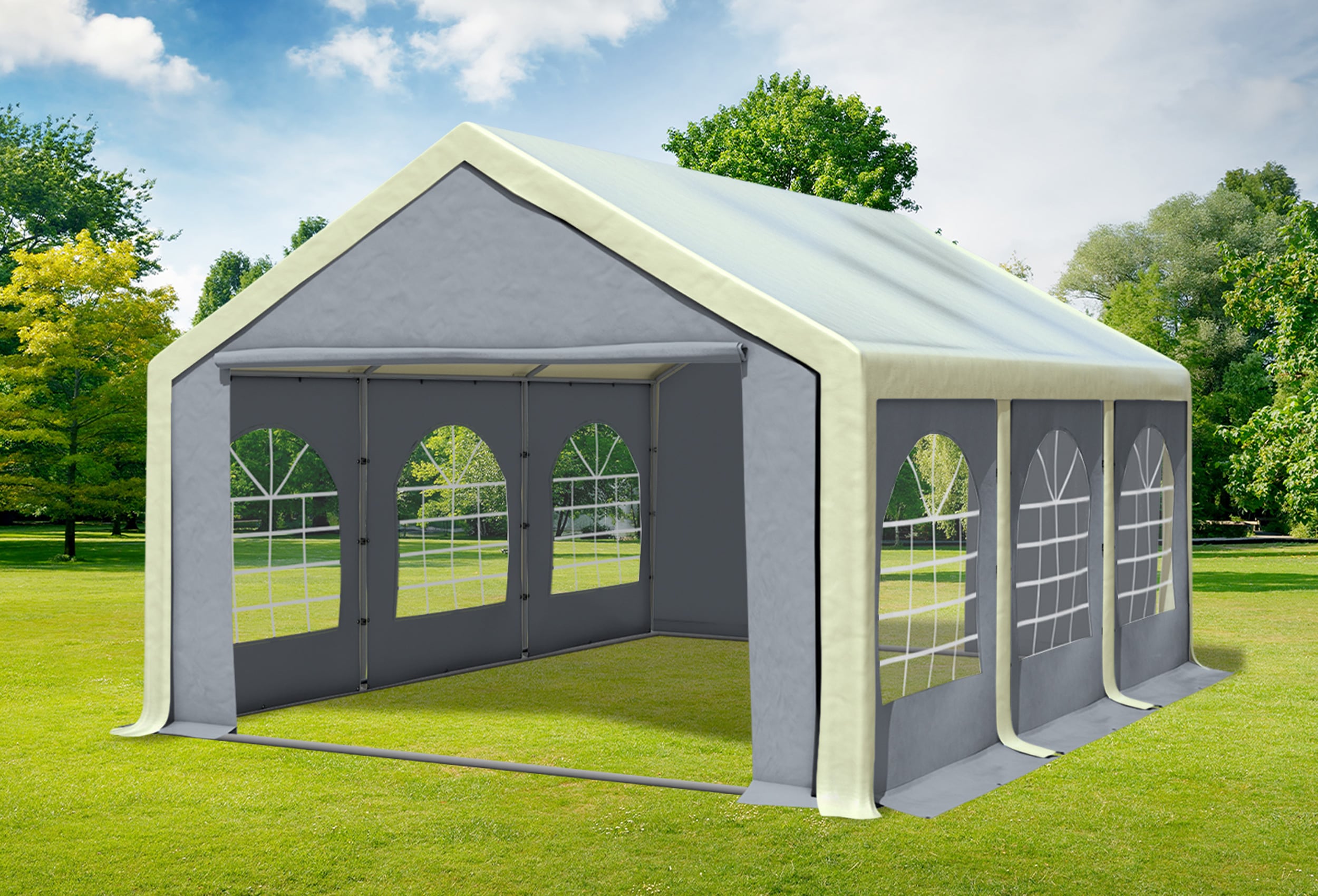 4x6 m Partyzelt, PVC Beige grau