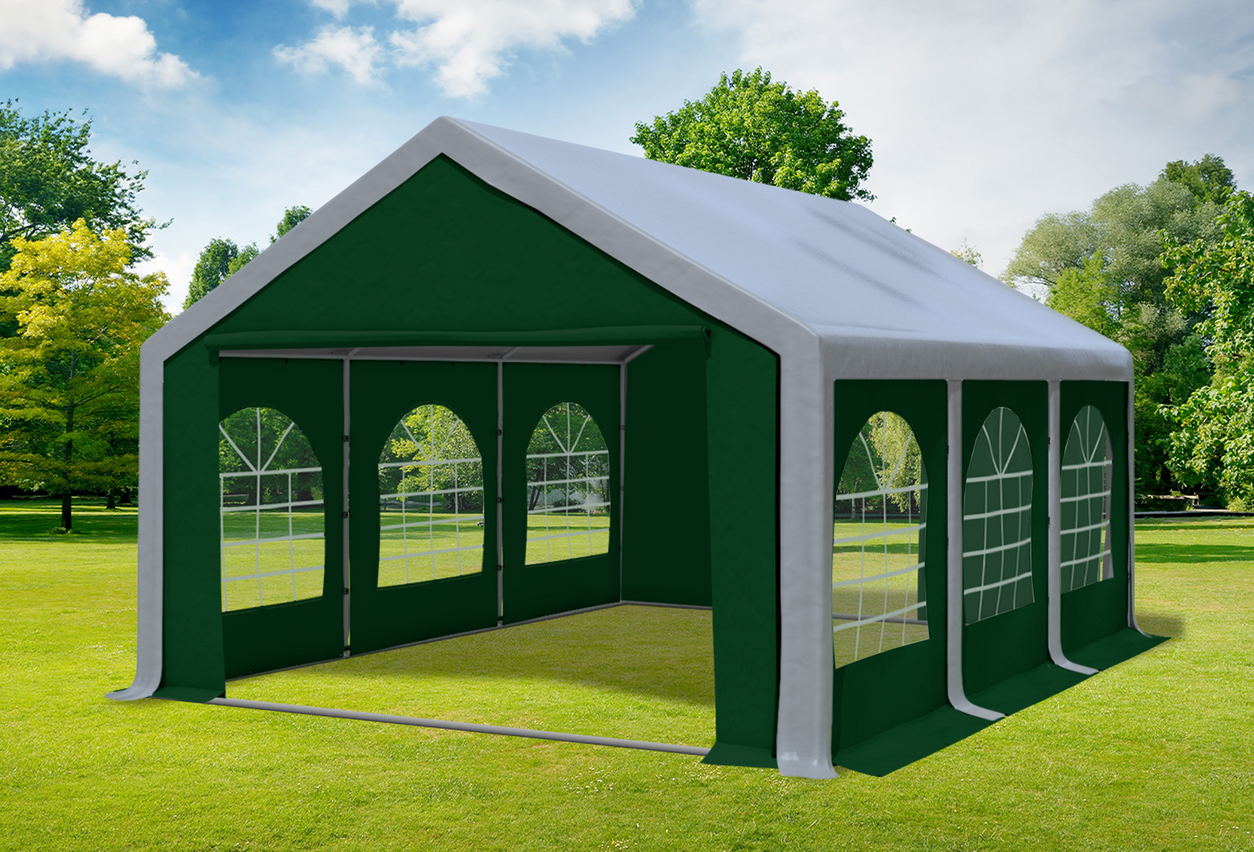 4x6 m Partyzelt, PVC grau grün