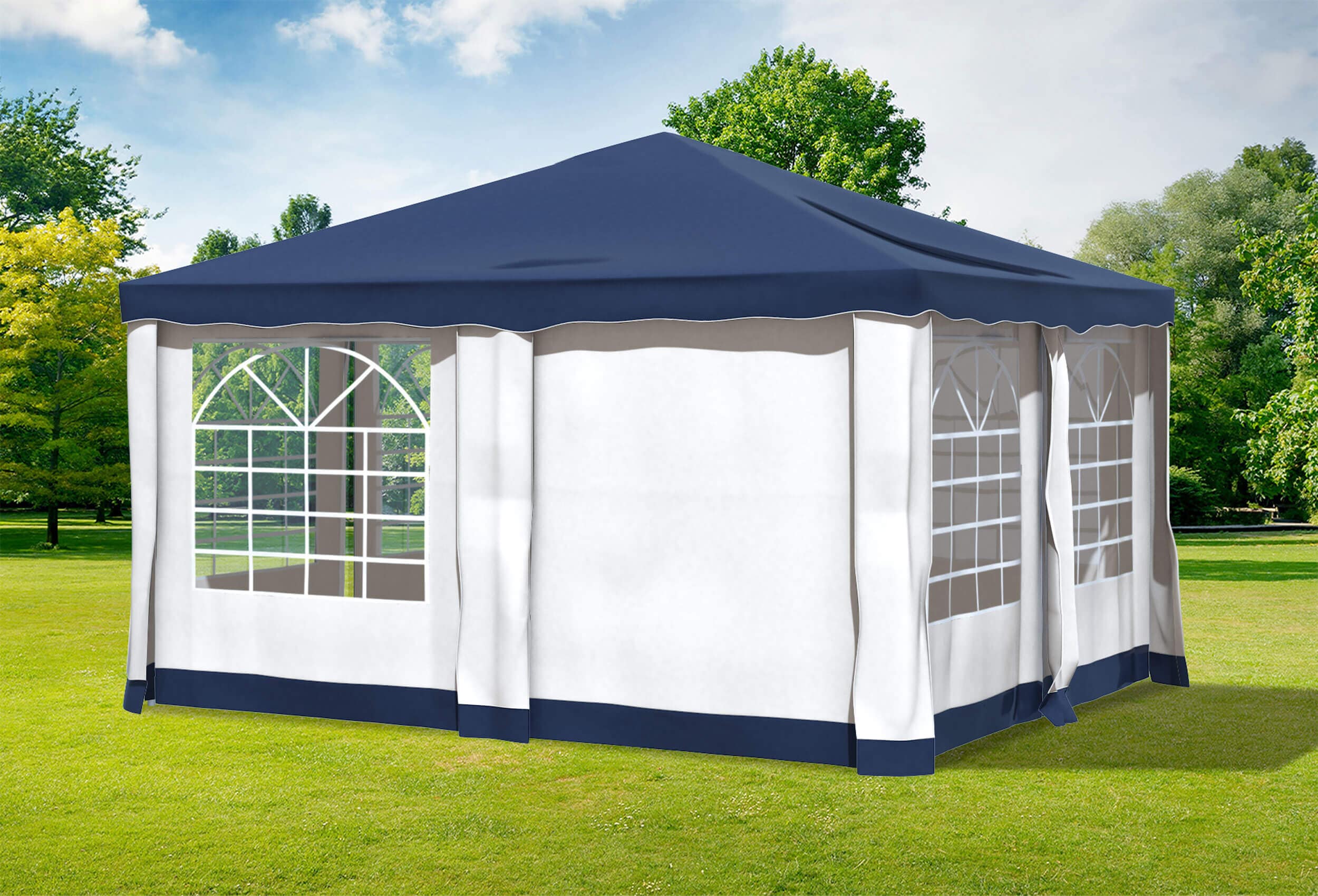 4x4 m Pavillon, Premium PVC Deluxe blau