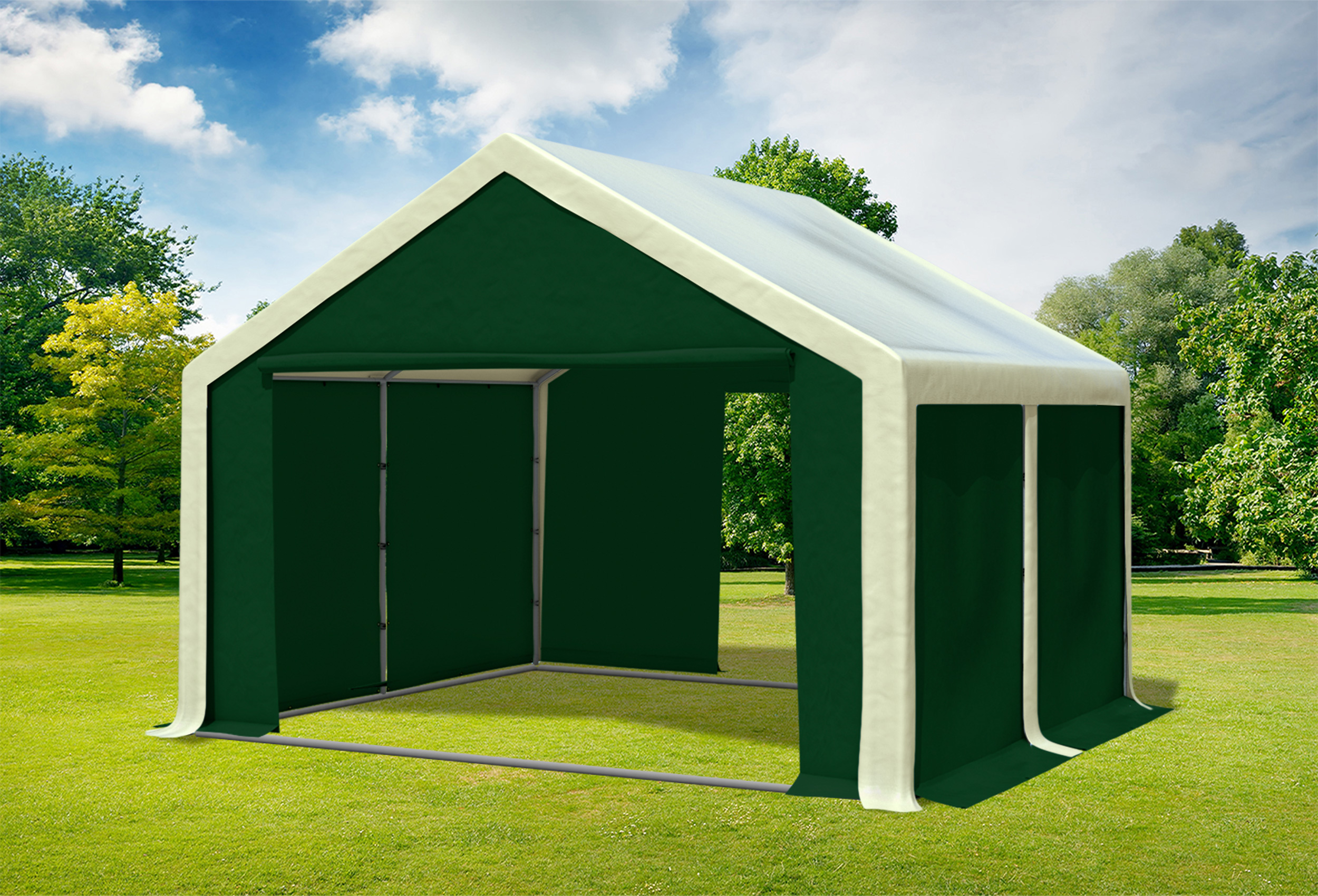 4x4 m Partyzelt, PVC Beige grün