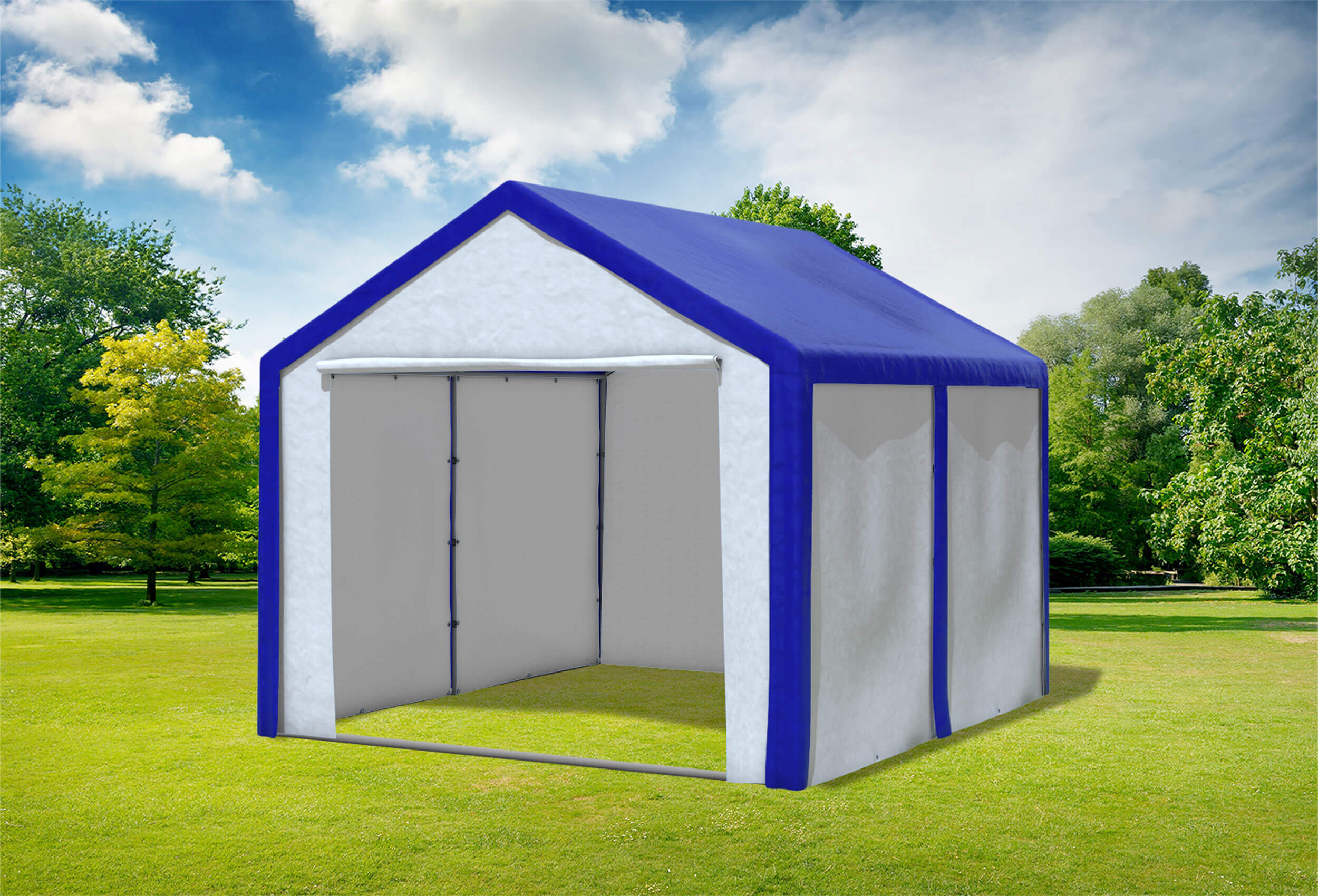 3x4 m Partyzelt, PE blau weiß