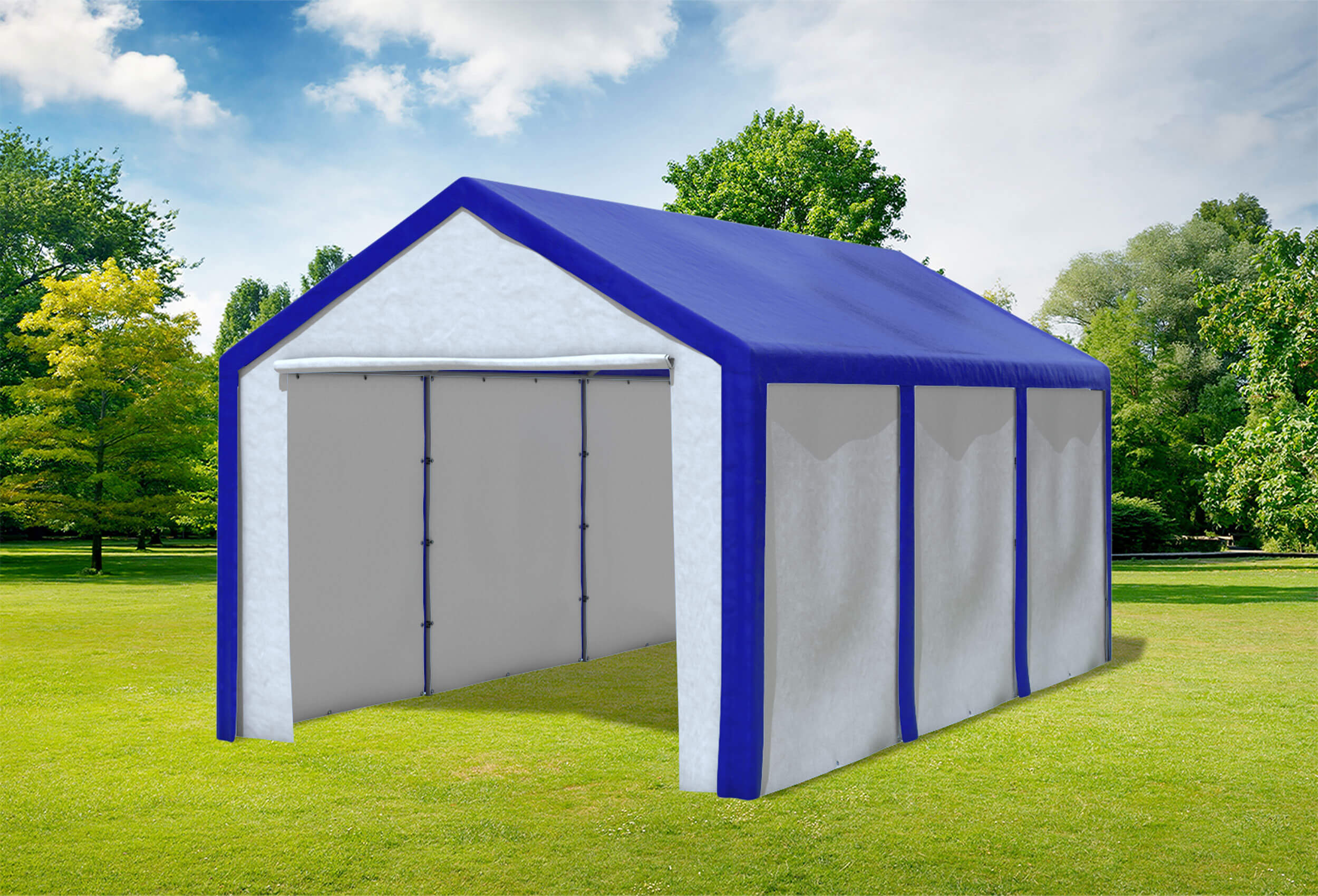 3x6 m Partyzelt, PE blau weiß