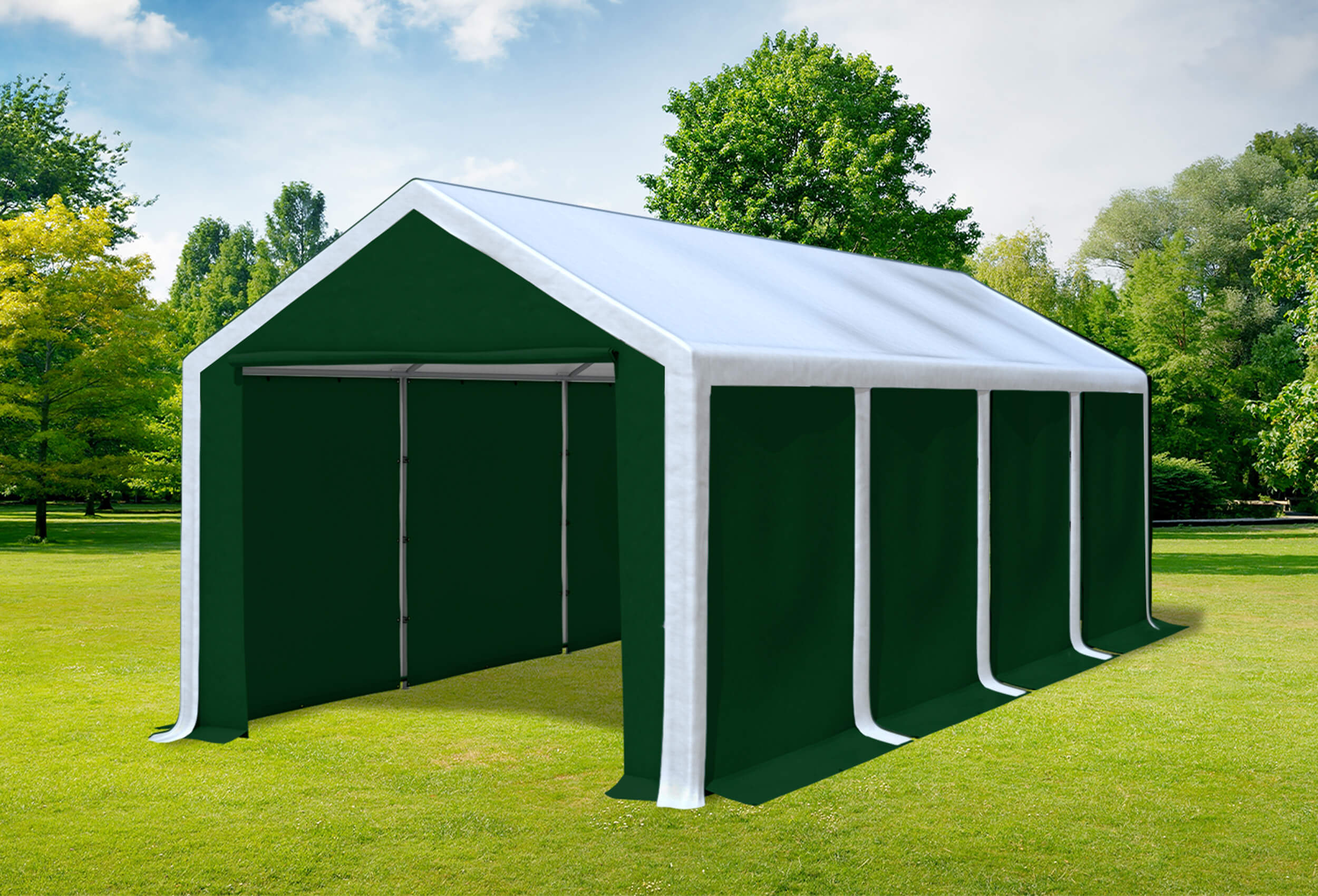 3x8 m Partyzelt, PVC weiß grün