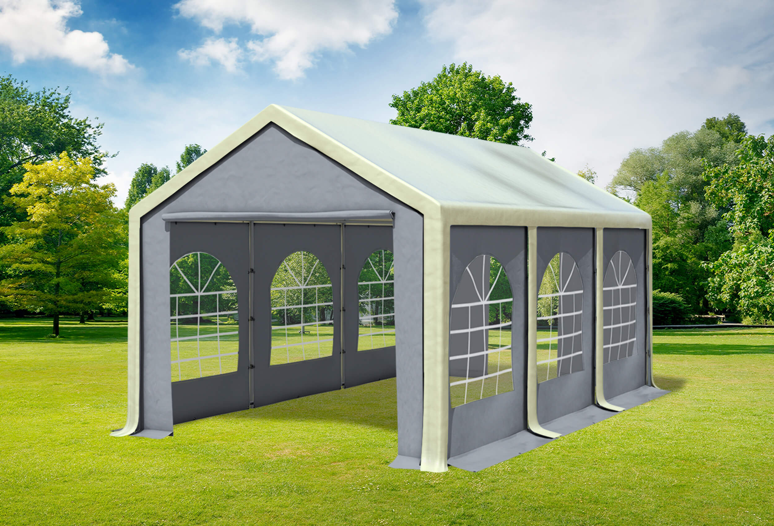 3x6 m Partyzelt, PVC Beige grau