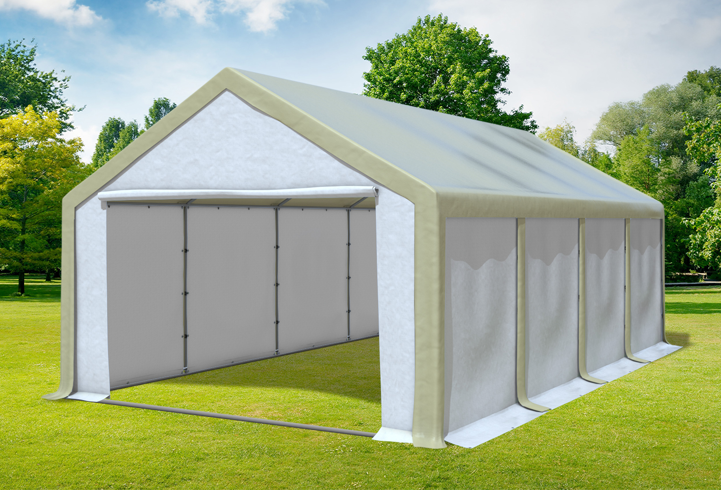 4x8 m Partyzelt, PVC braun weiß
