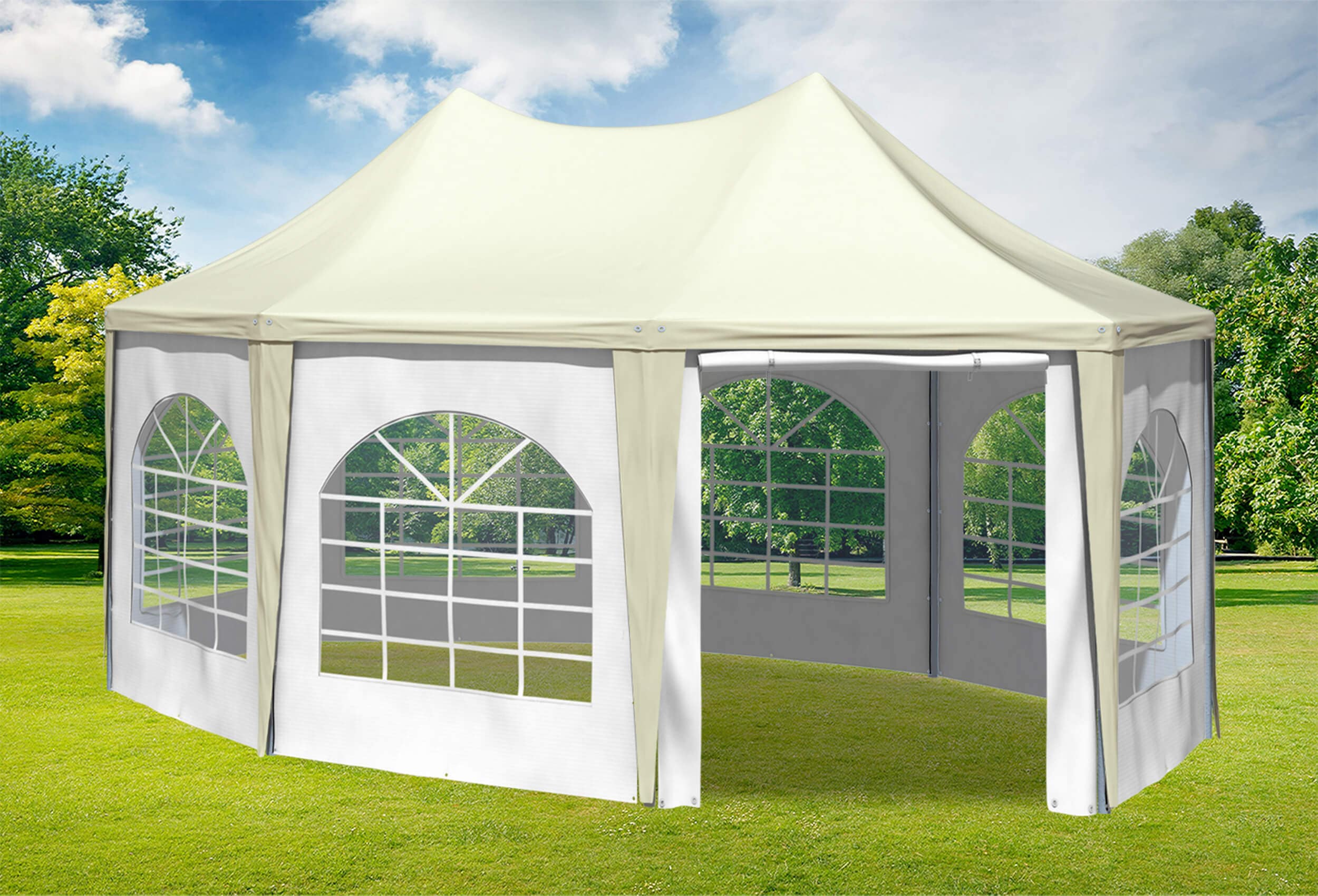 4x5,5 m Pavillon, PVC Arabica Beige weiß
