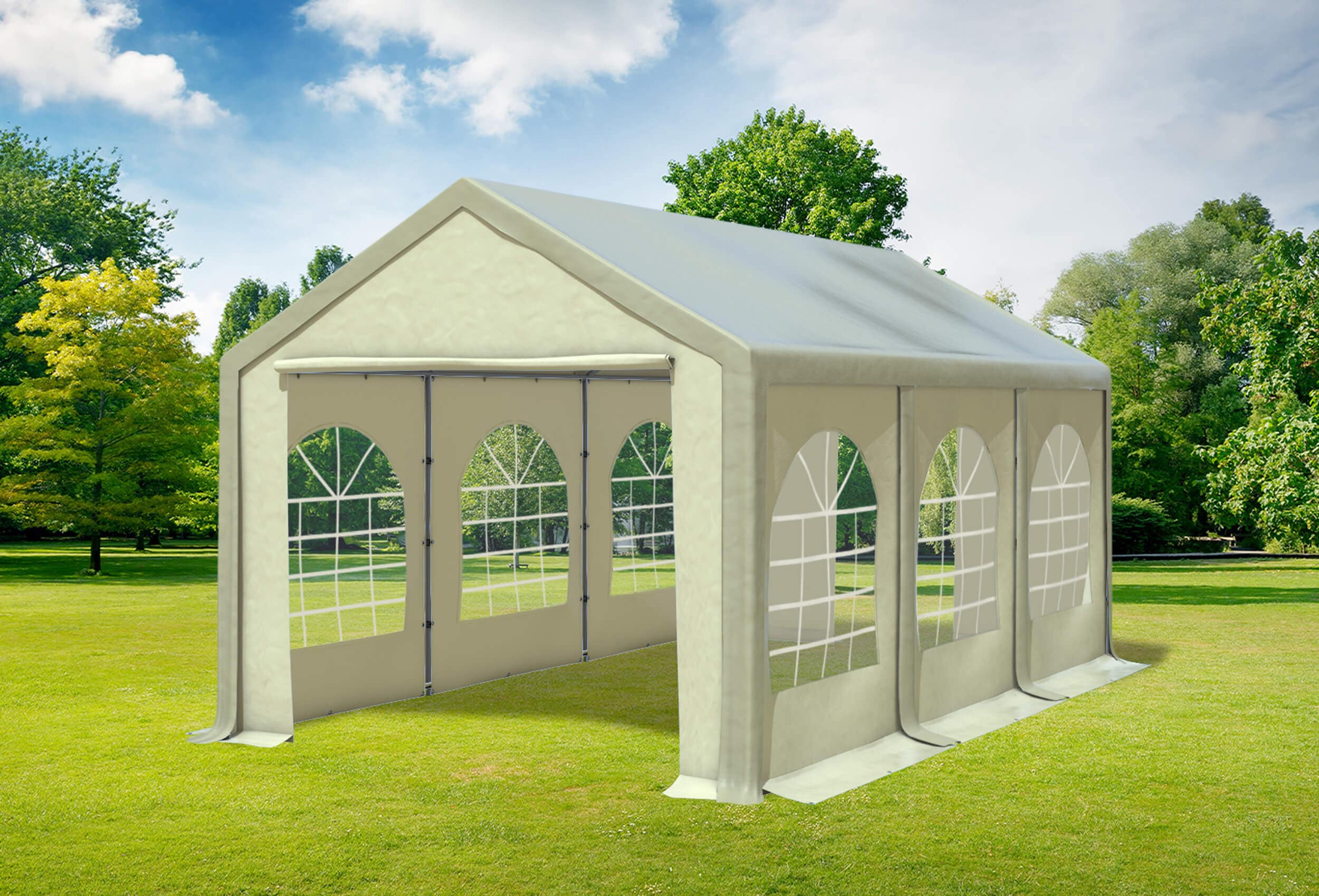 3x6 m Partyzelt, PVC braun Beige