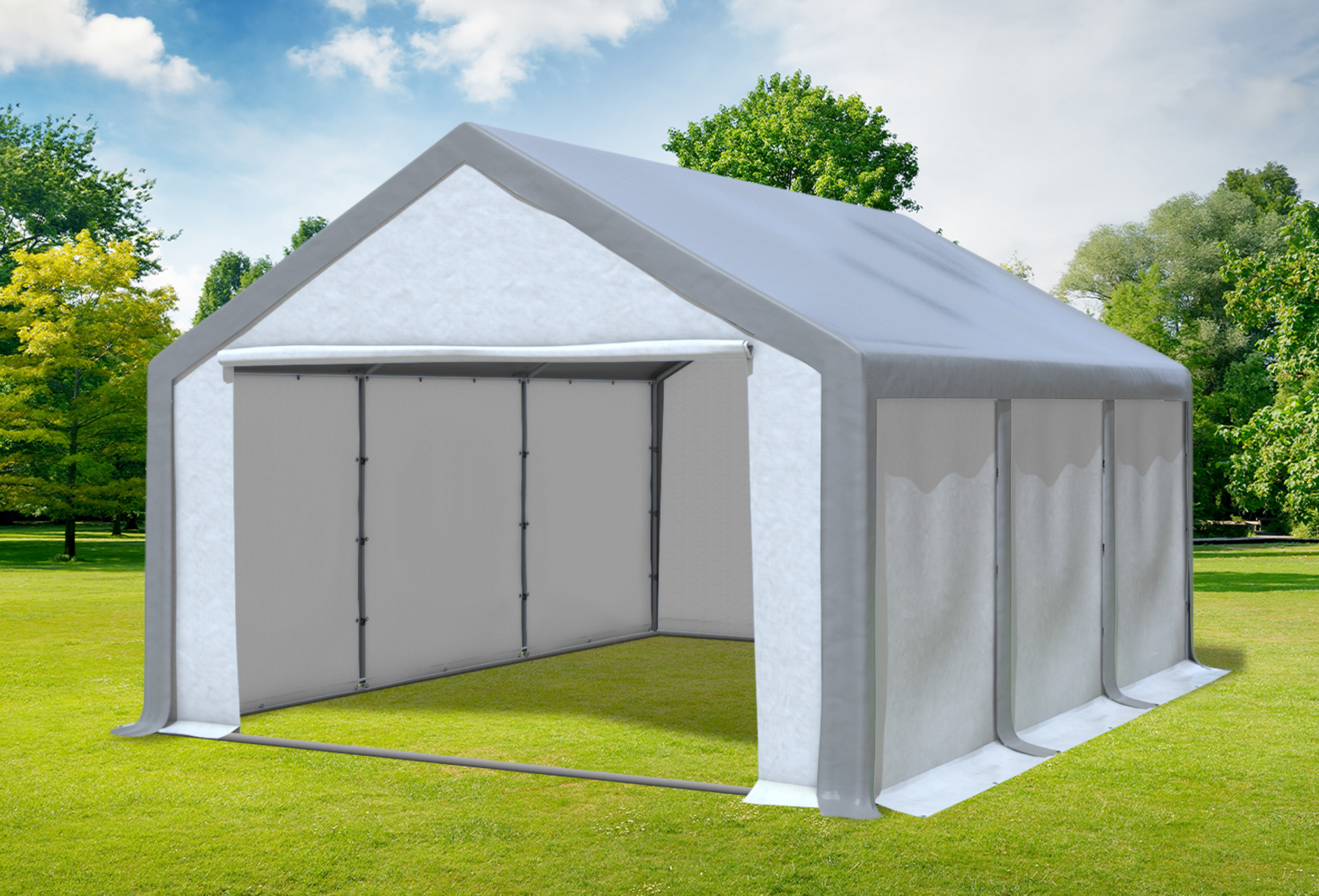 4x6 m Partyzelt, PVC grau weiß