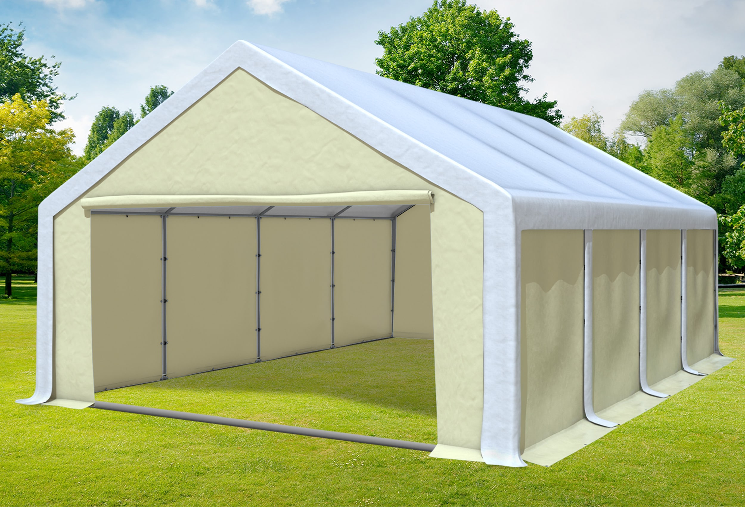 5x8 m Partyzelt, PVC weiß Beige