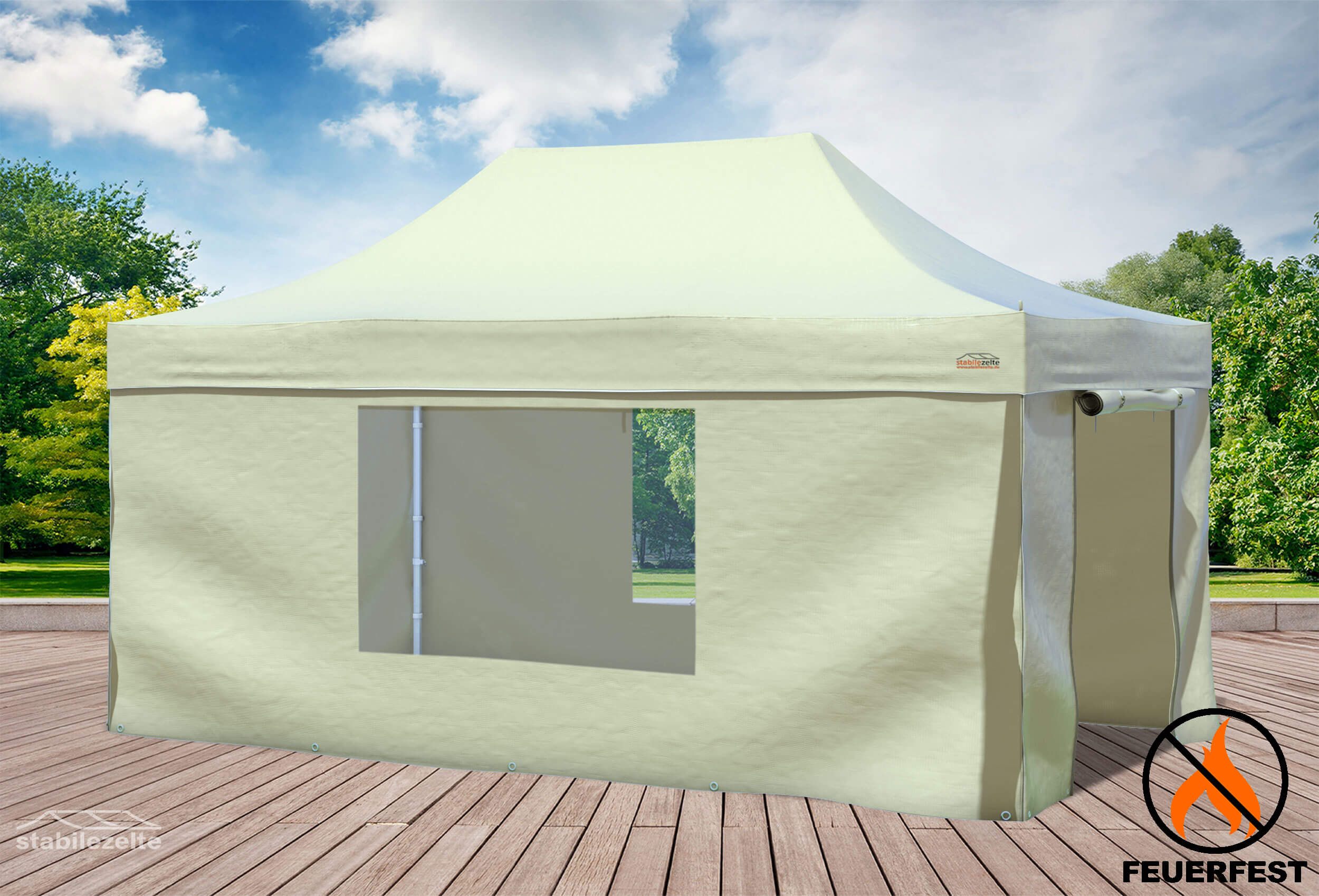 3x4,5 m Faltpavillon, PVC feuersicher Beige