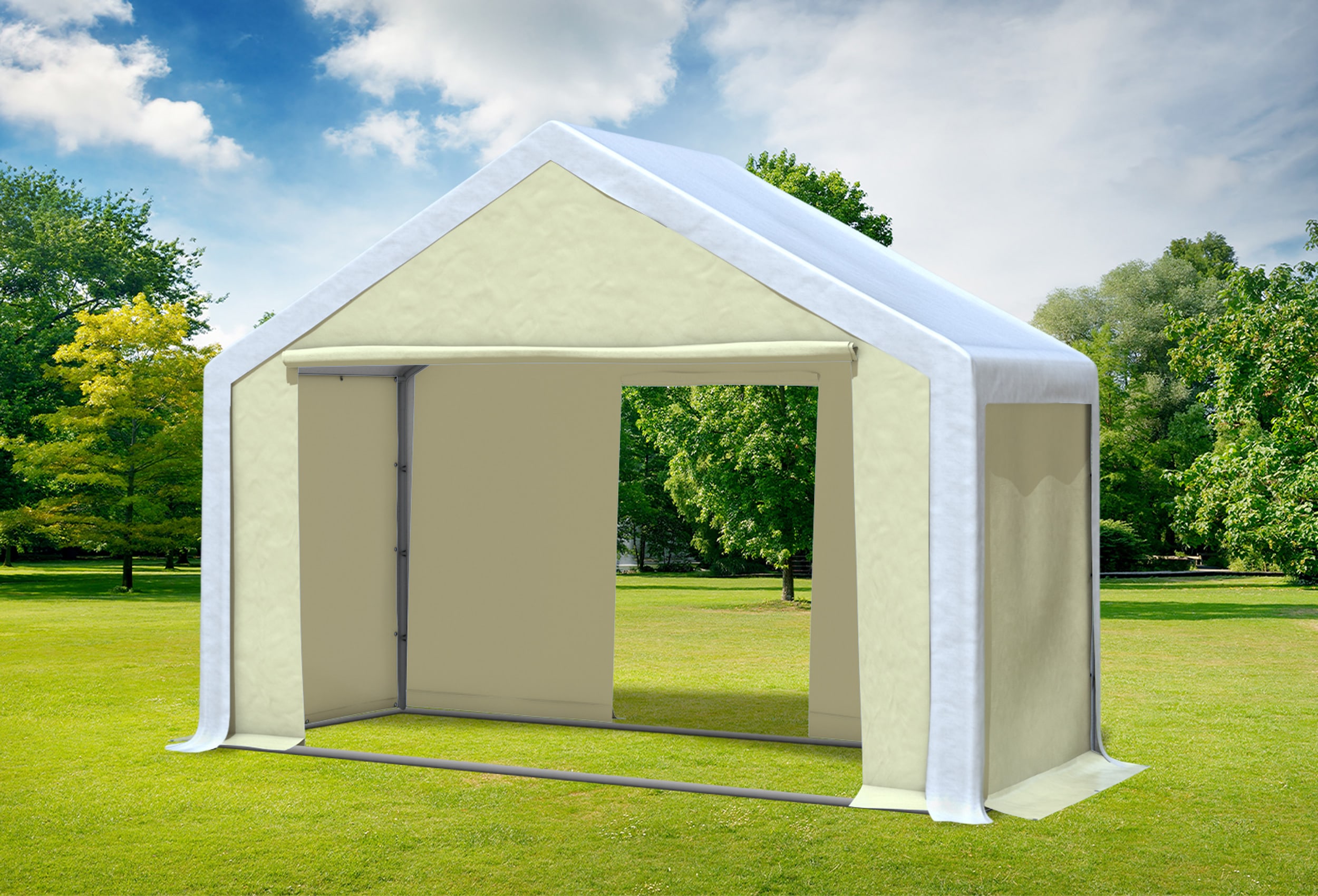 4x2 m Partyzelt, PVC weiß Beige