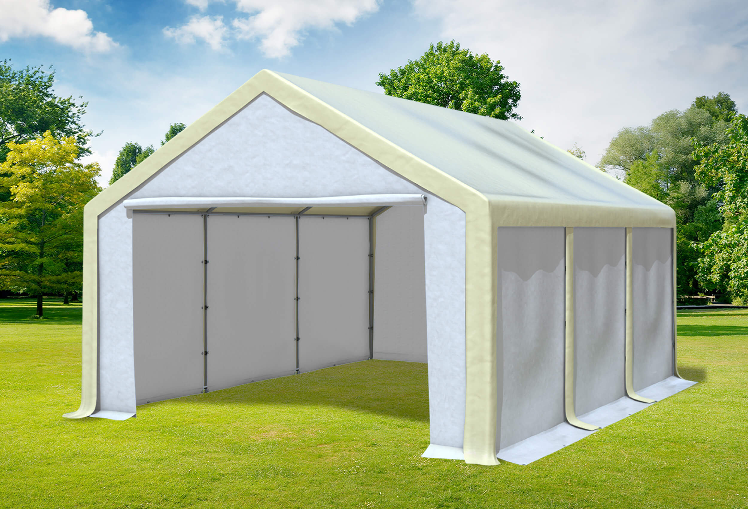 4x6 m Partyzelt, PVC Beige weiß