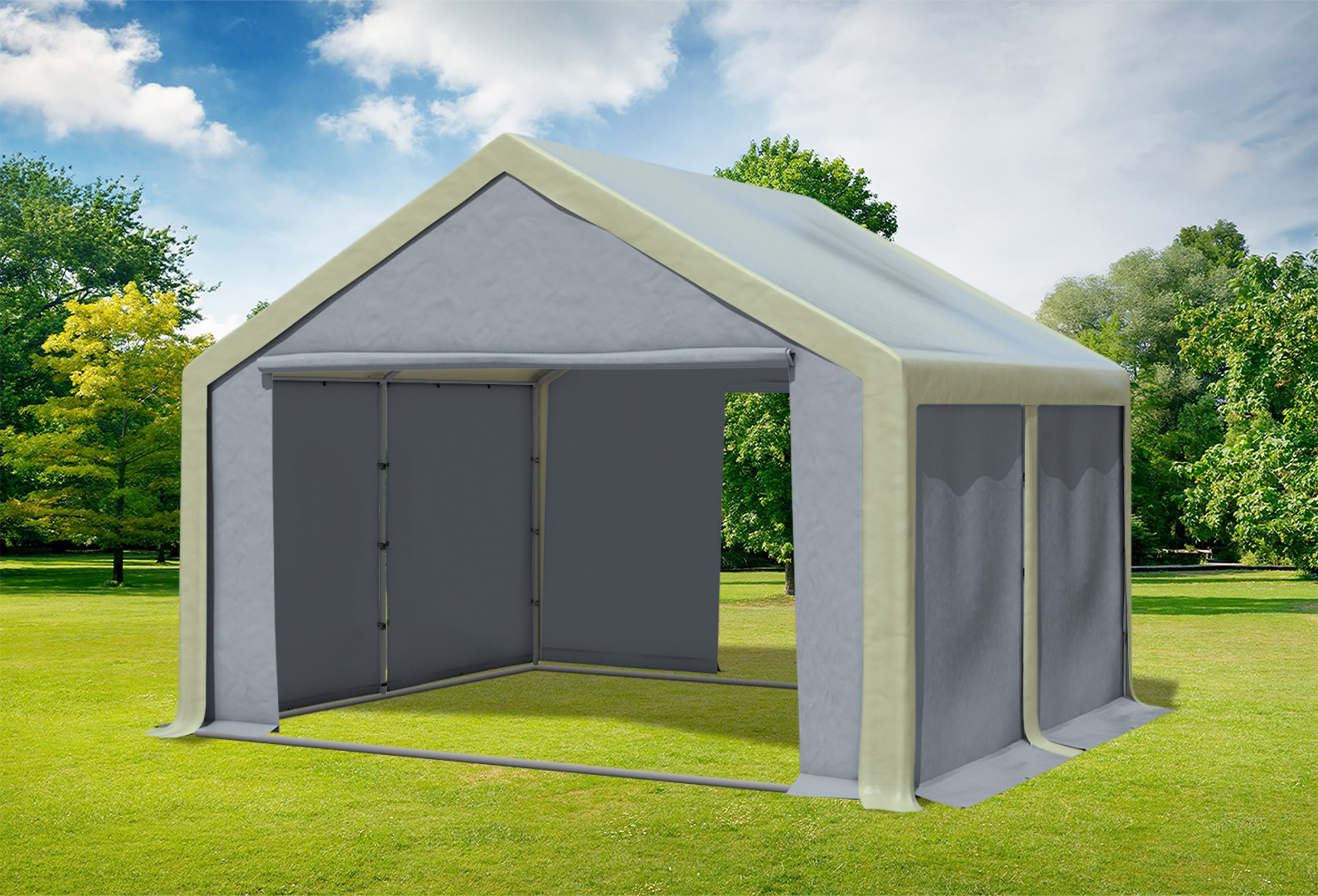 4x4 m Partyzelt, PVC braun grau