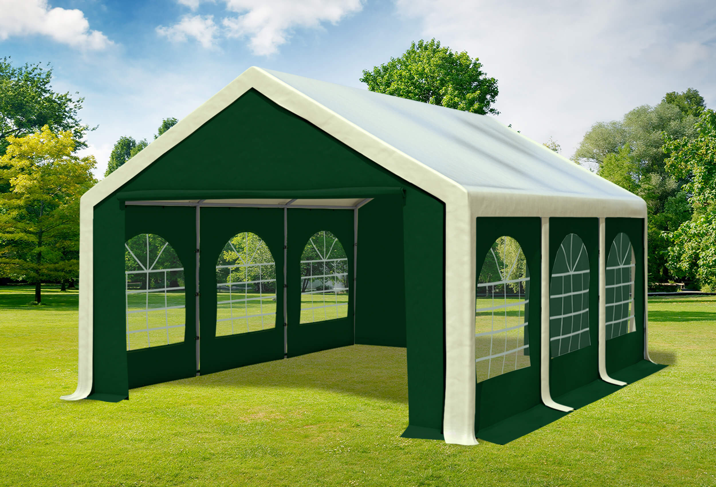 4x6 m Partyzelt, PVC Beige grün