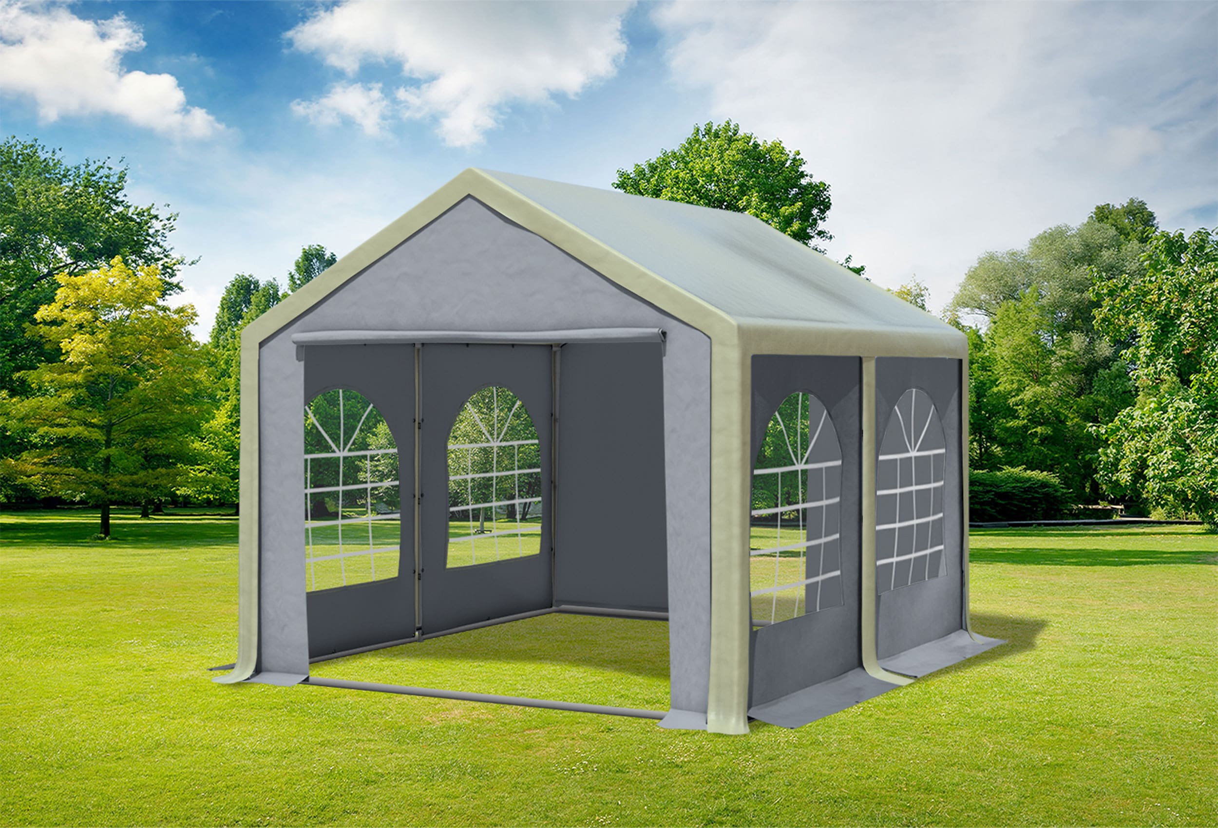 3x4 m Partyzelt, PVC braun grau