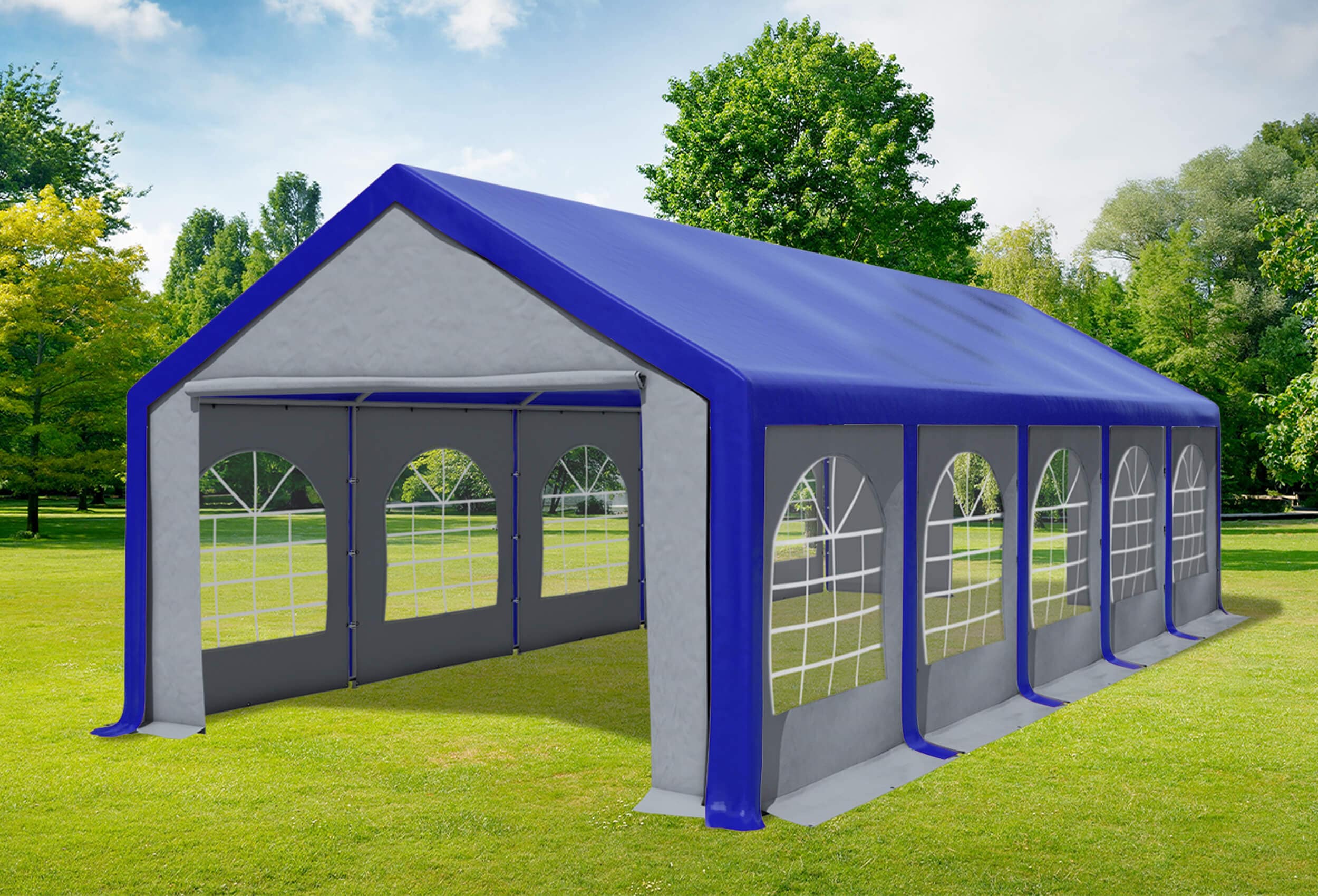 4x10 m Partyzelt, PVC blau grau