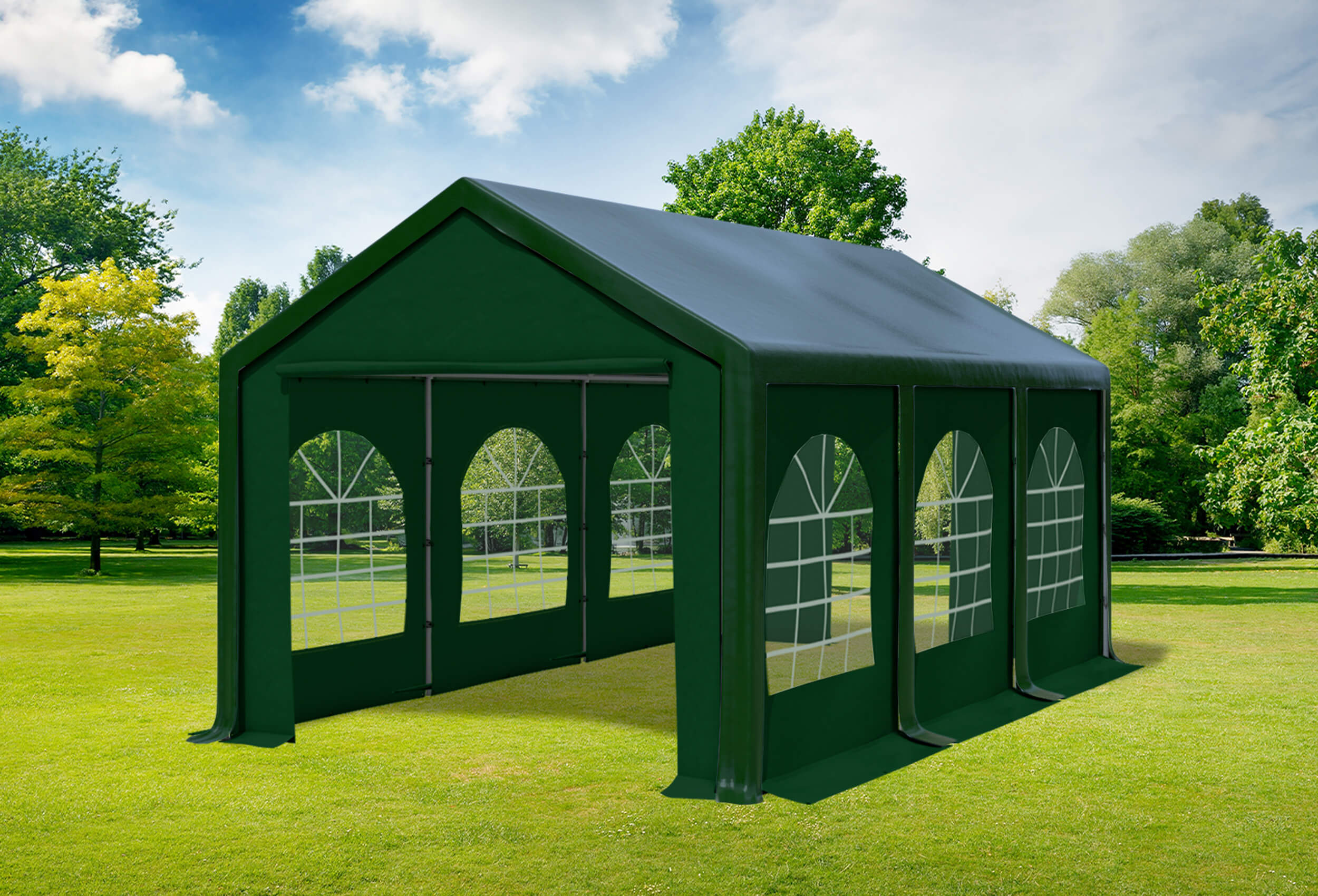 3x6 m Partyzelt, PVC grün